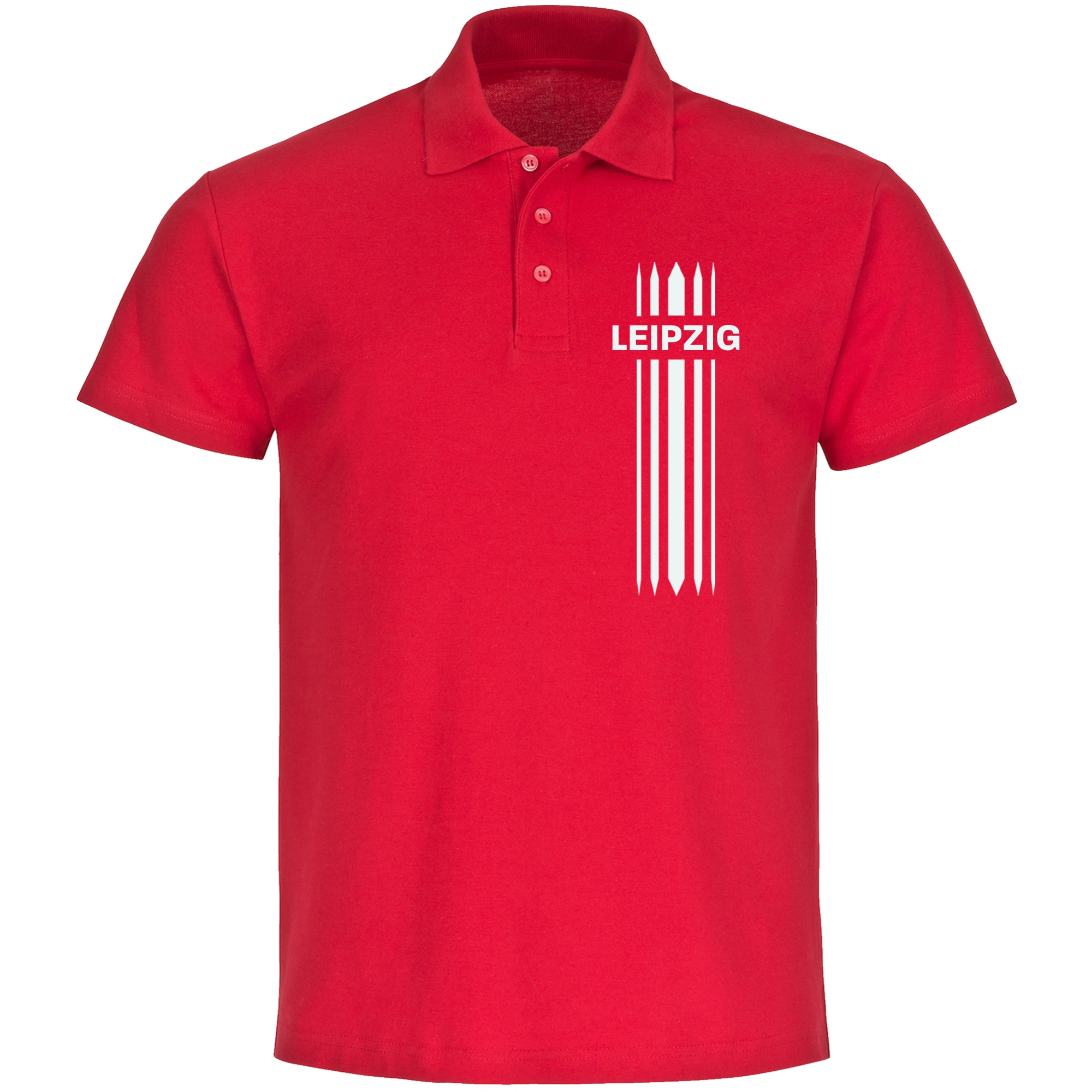 multifanshop Poloshirt - Leipzig - Streifen - Druck wei&szlig; - Polo 