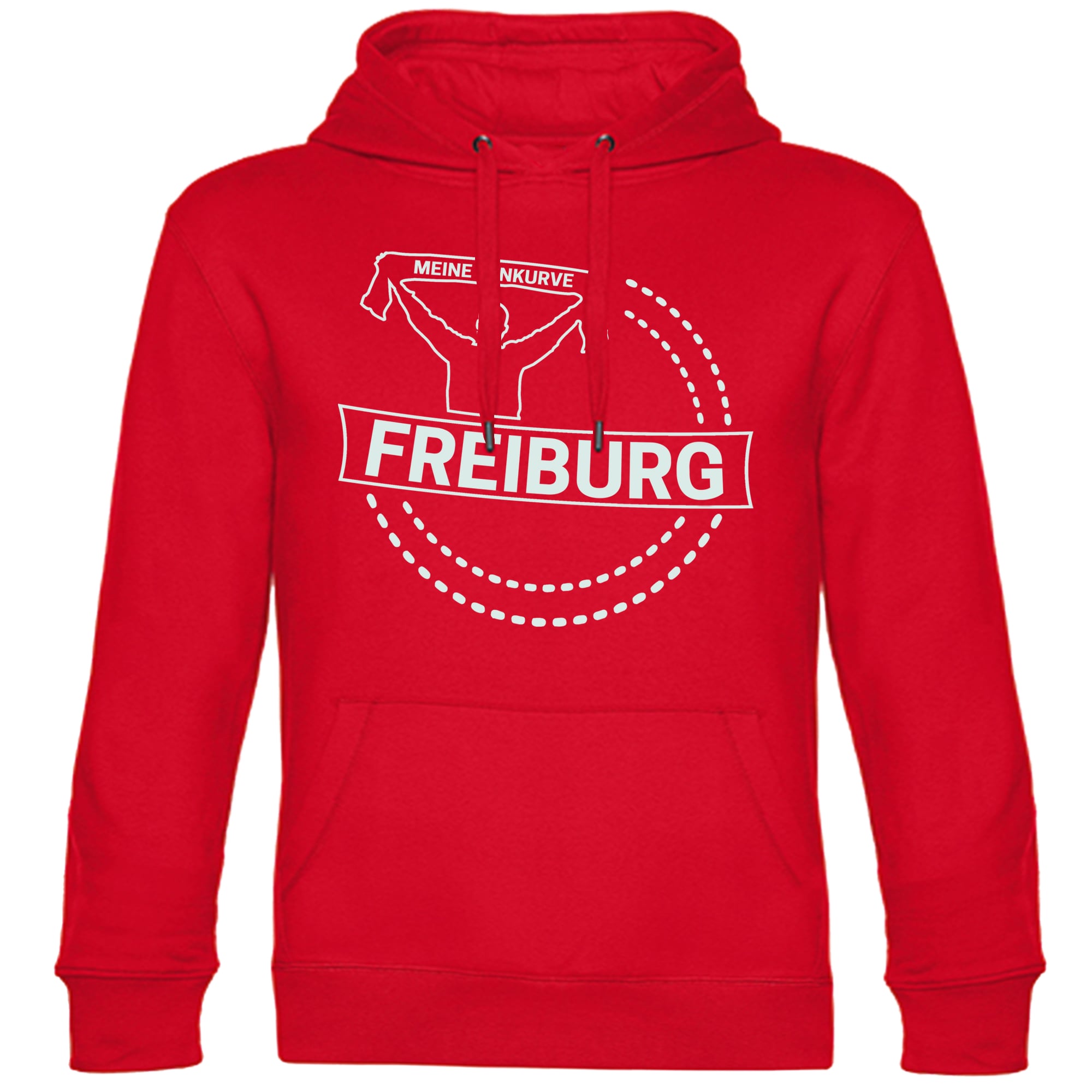 multifanshop Kapuzen Sweatshirt - Freiburg - Meine Fankurve - Druck wei&szlig; - Hoodie 