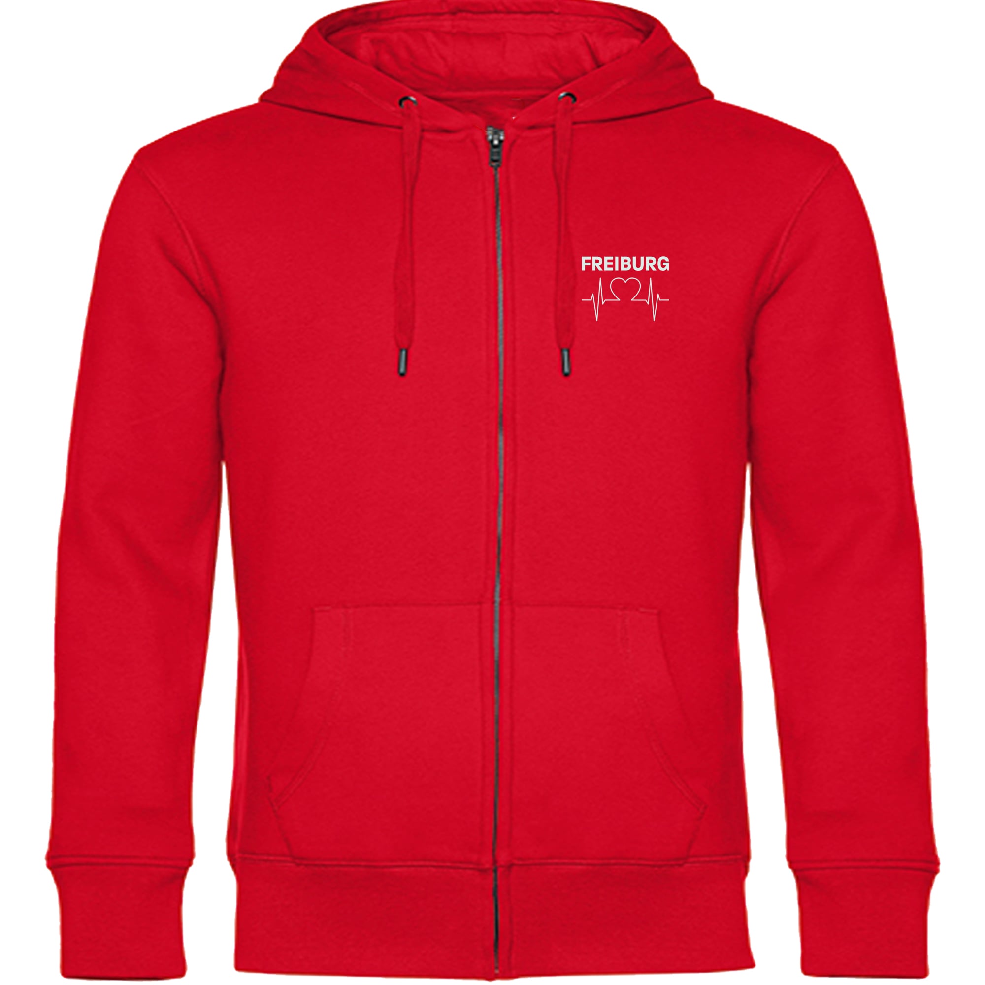 multifanshop Kapuzen Sweatshirt Jacke - Freiburg - Herzschlag - Druck wei&szlig; - Sweat 