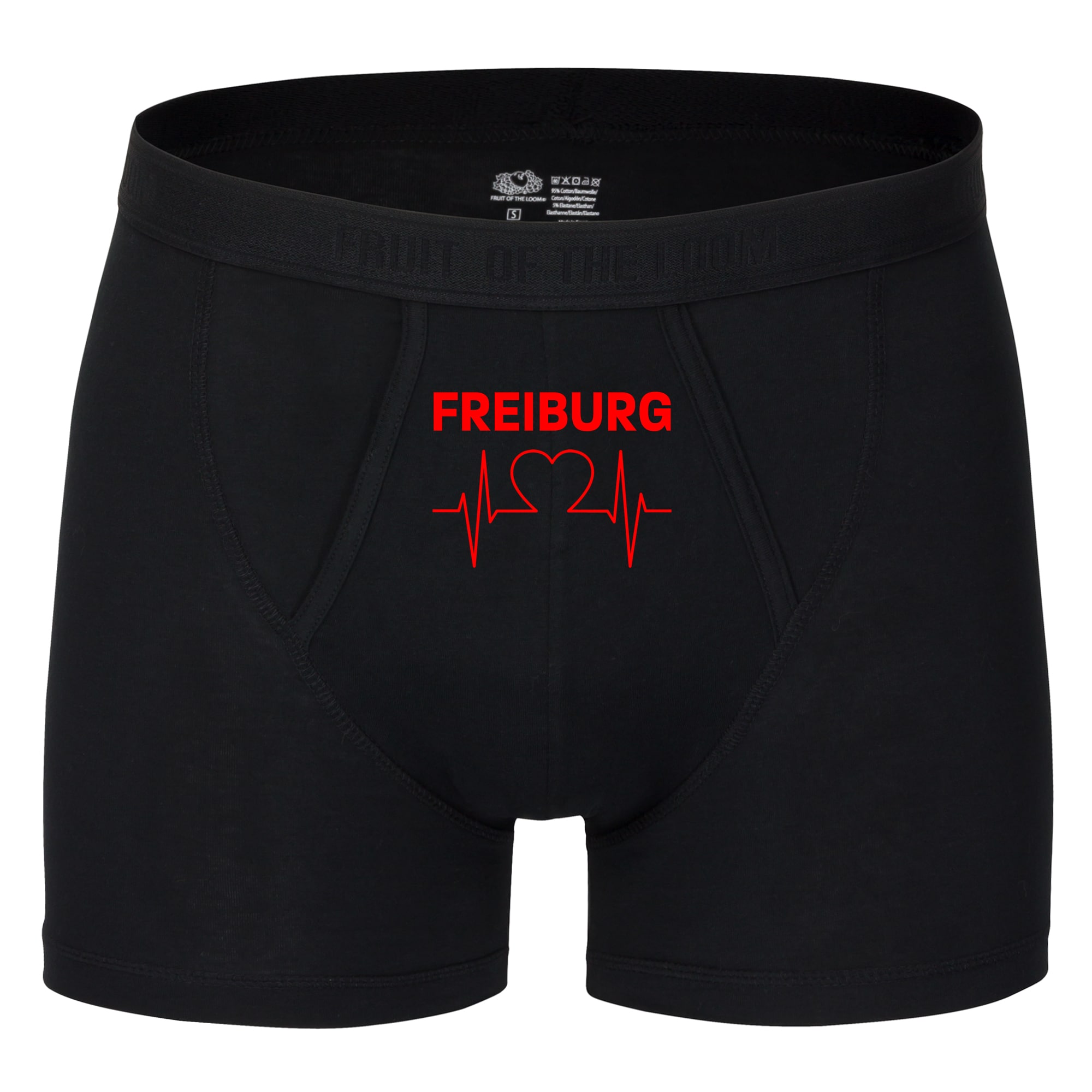multifanshop Herren Boxer Short - Freiburg - Herzschlag - Druck rot - Unterw&auml;sche 