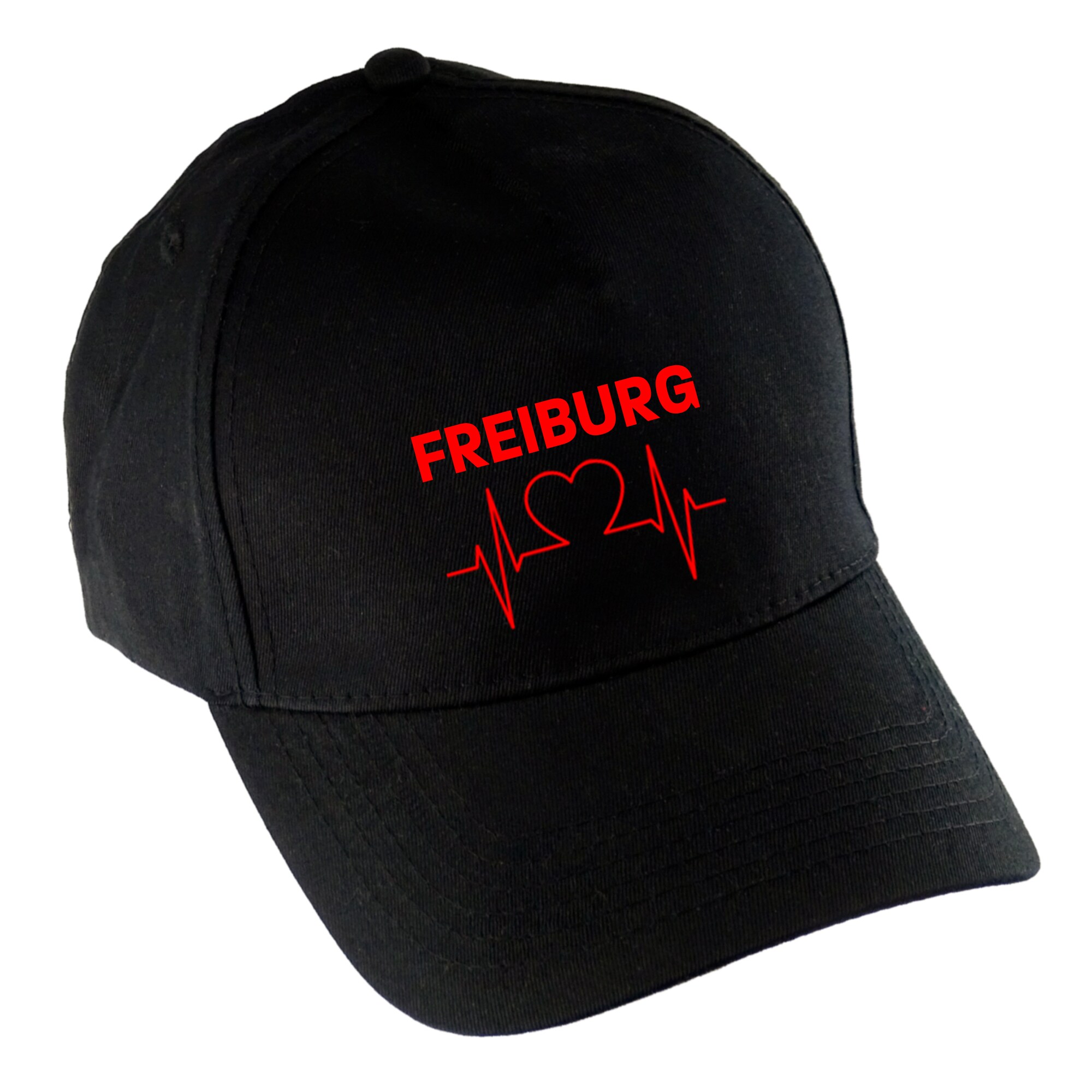 multifanshop Baseballcap - Freiburg - Herzschlag - Druck rot - M&uuml;tze 