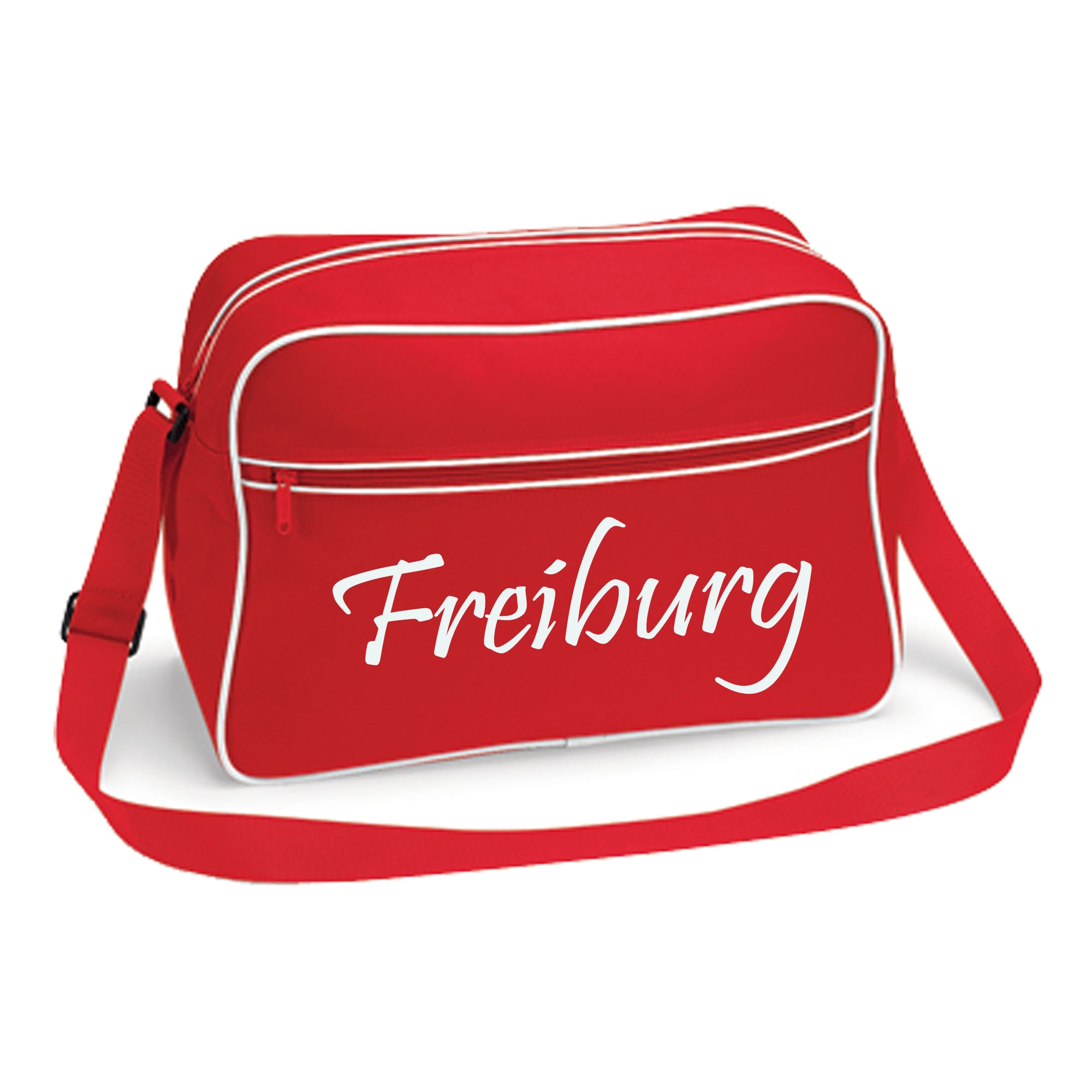 multifanshop Retrotasche - Freiburg - Schriftzug - Druck wei&szlig; - Tasche 