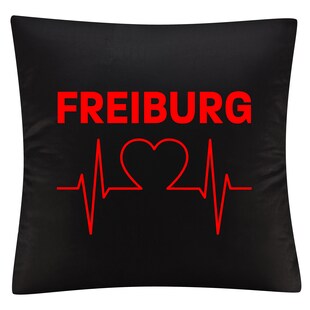 multifanshop Kissenbezug - Freiburg - Herzschlag - Druck rot - Kissen 
