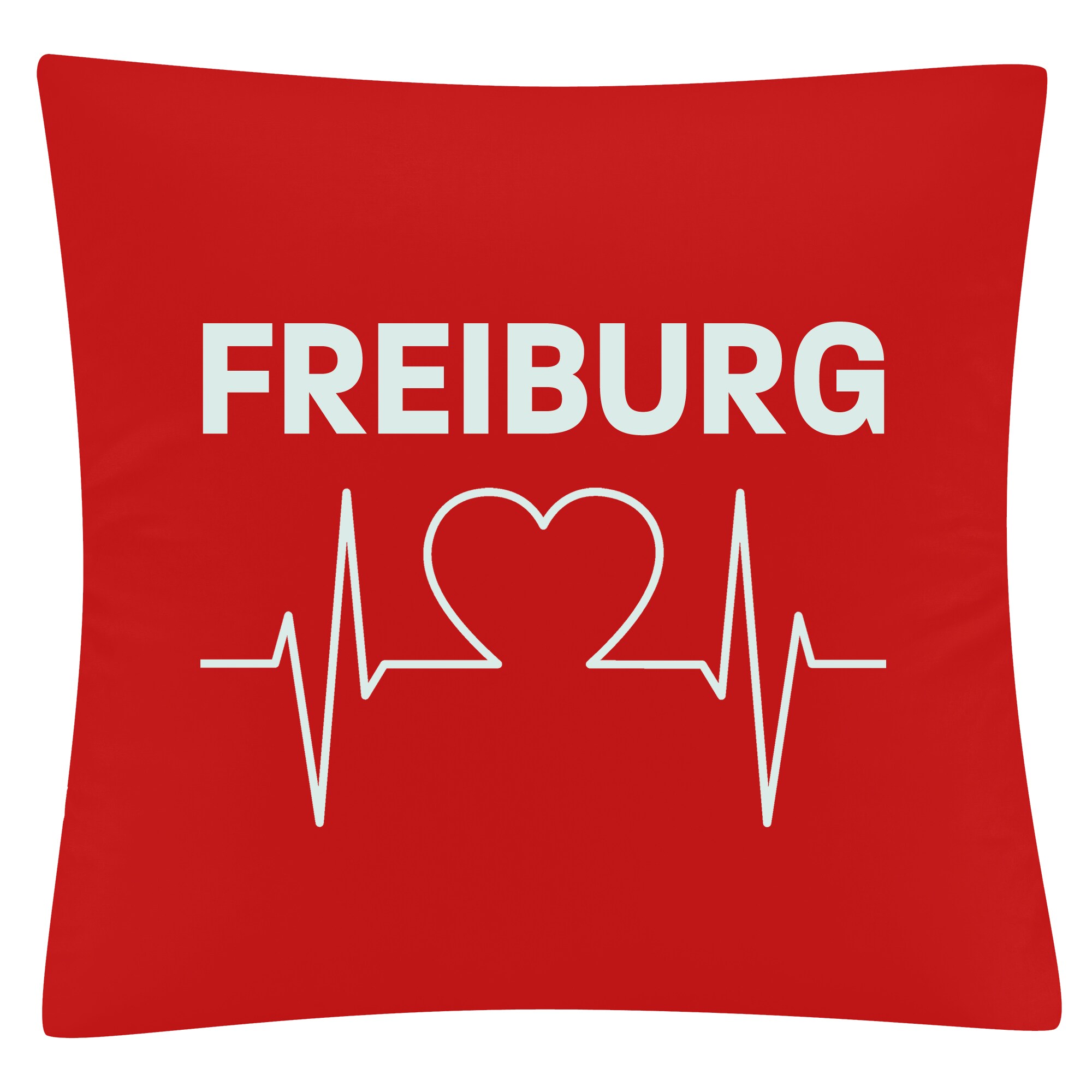 multifanshop Kissenbezug - Freiburg - Herzschlag - Druck wei&szlig; - Kissen 