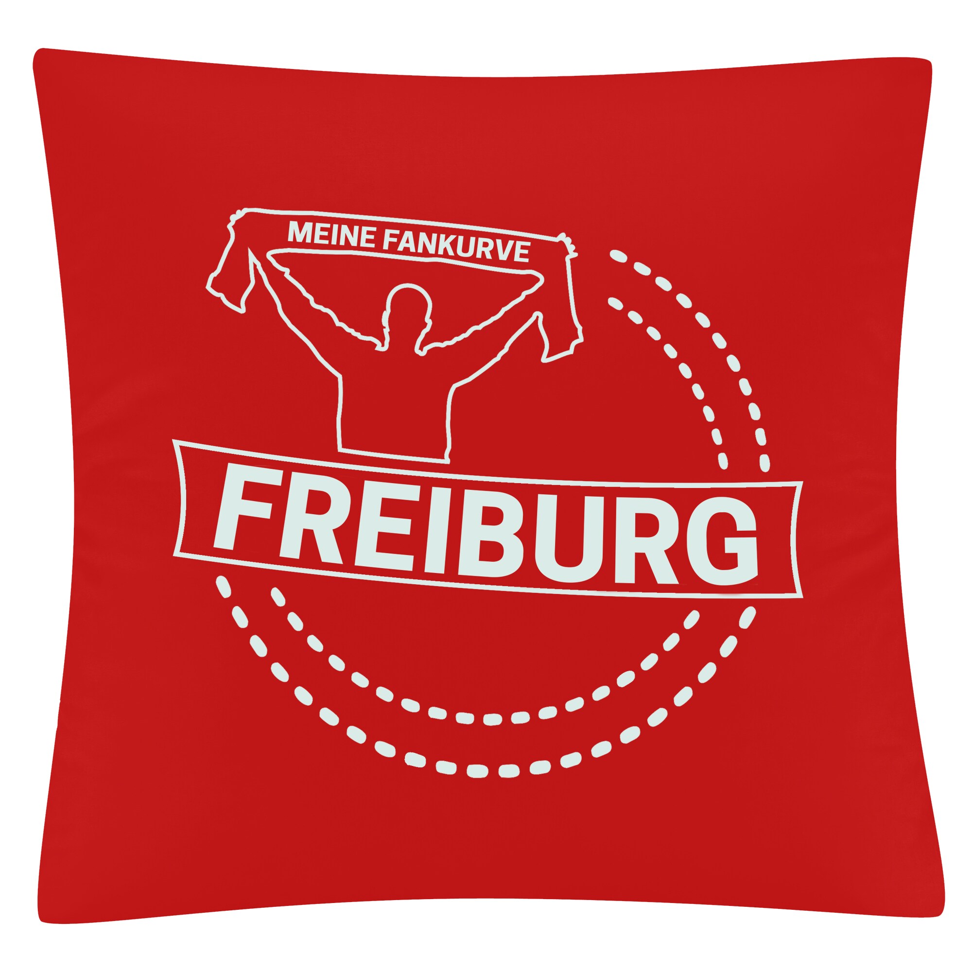 multifanshop Kissenbezug - Freiburg - Meine Fankurve - Druck wei&szlig; - Kissen 