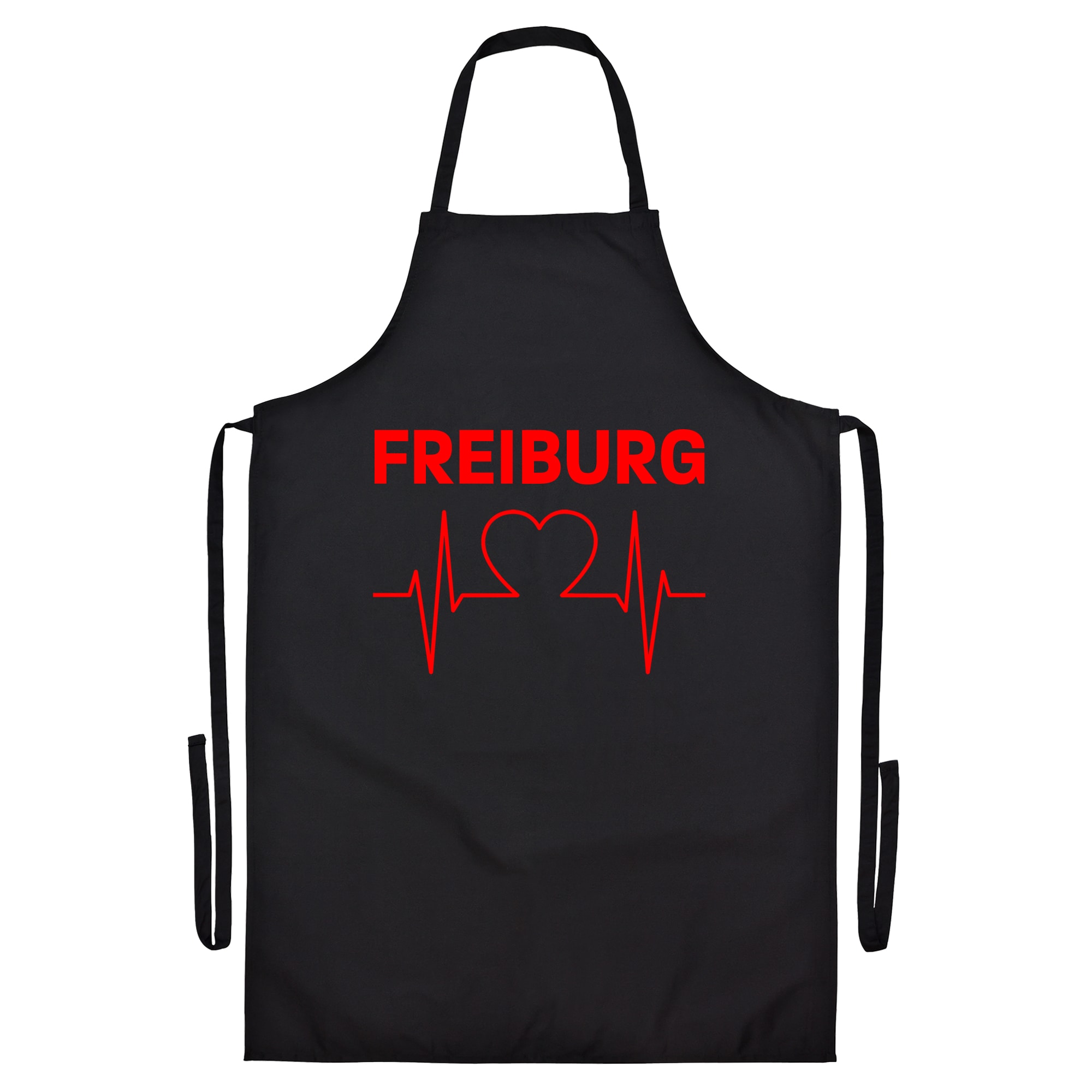 multifanshop Grillsch&uuml;rze - Freiburg - Herzschlag - Druck rot - Sch&uuml;rze 