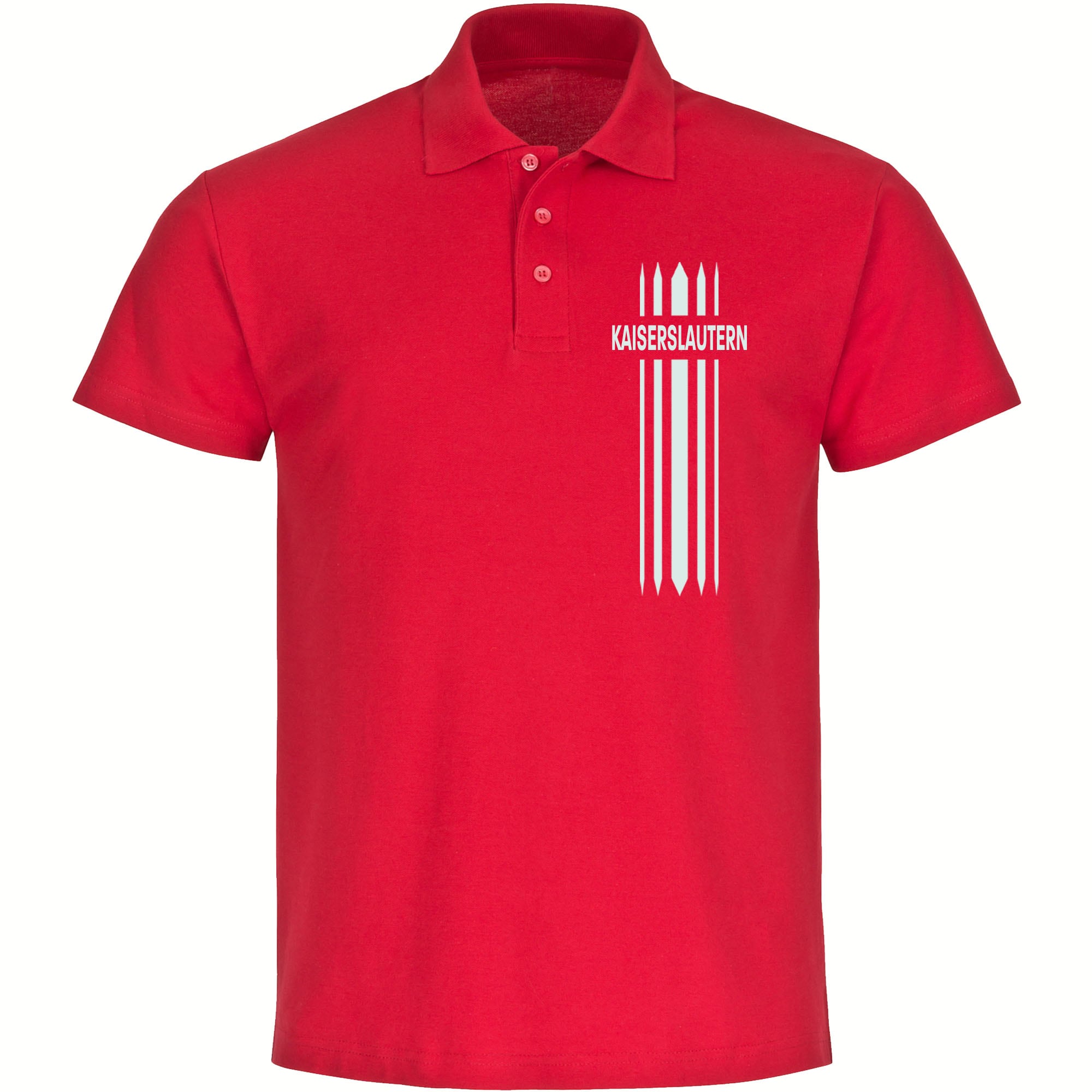 multifanshop Poloshirt - Kaiserslautern - Streifen - Druck wei&szlig; - Polo 