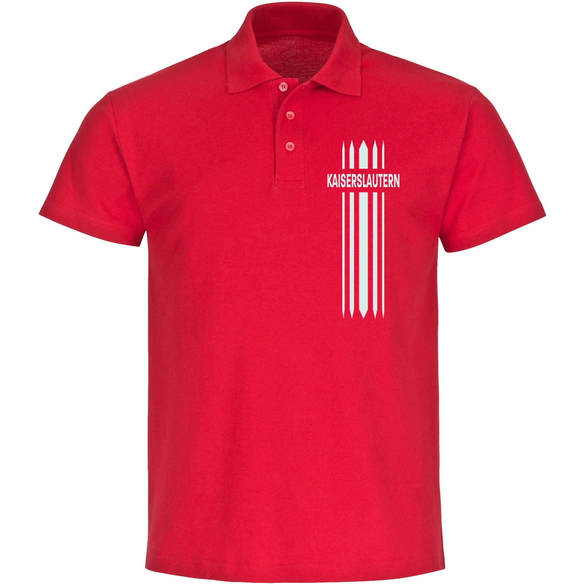 multifanshop Poloshirt - Kaiserslautern - Streifen - Druck wei&szlig; - Polo 