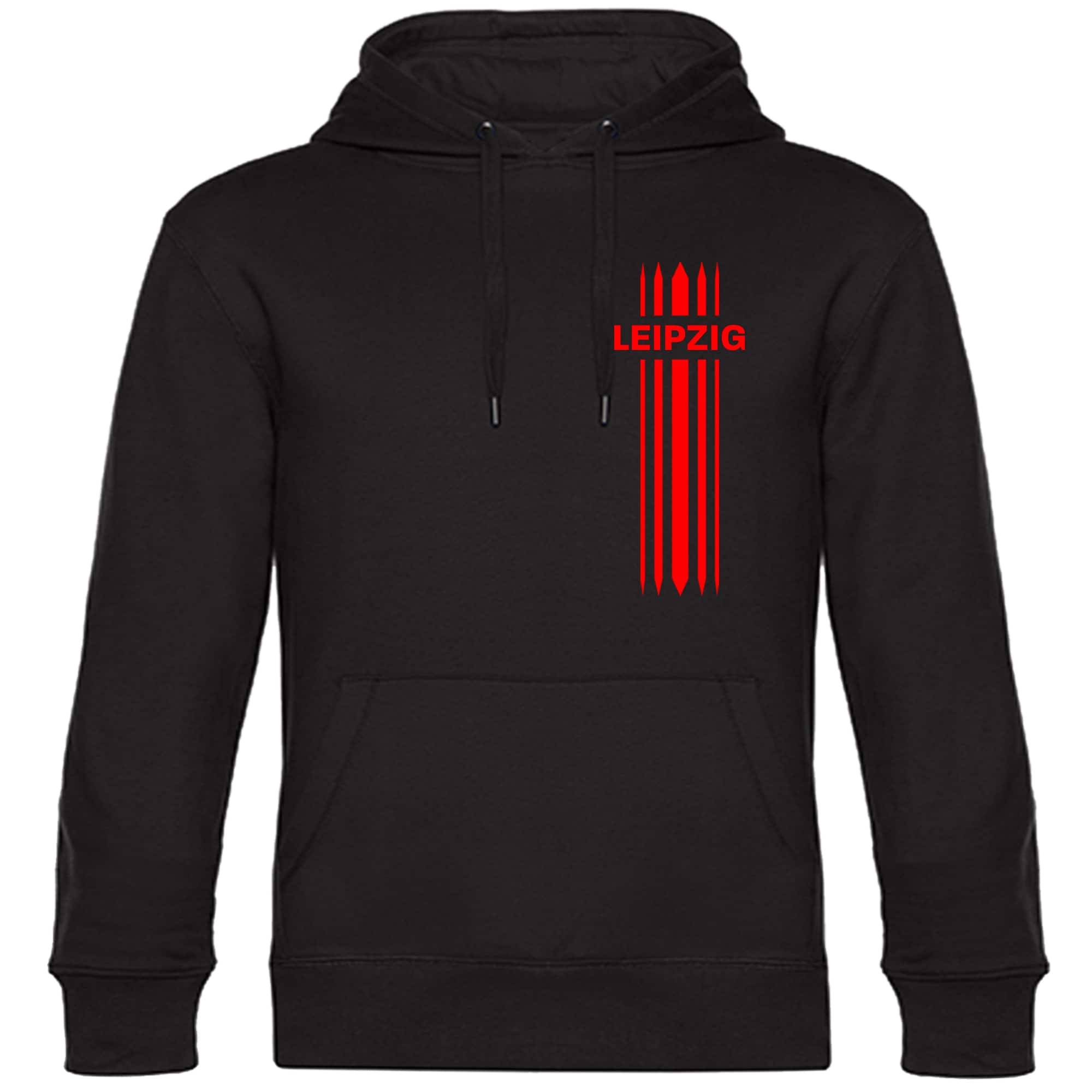 multifanshop Kapuzen Sweatshirt - Leipzig - Streifen - Druck rot - Hoodie 