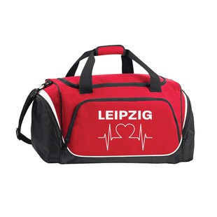 multifanshop Sporttasche - Leipzig - Herzschlag - Druck weiß - Tasche 