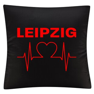 multifanshop Kissenbezug - Leipzig - Herzschlag - Druck rot - Kissen 