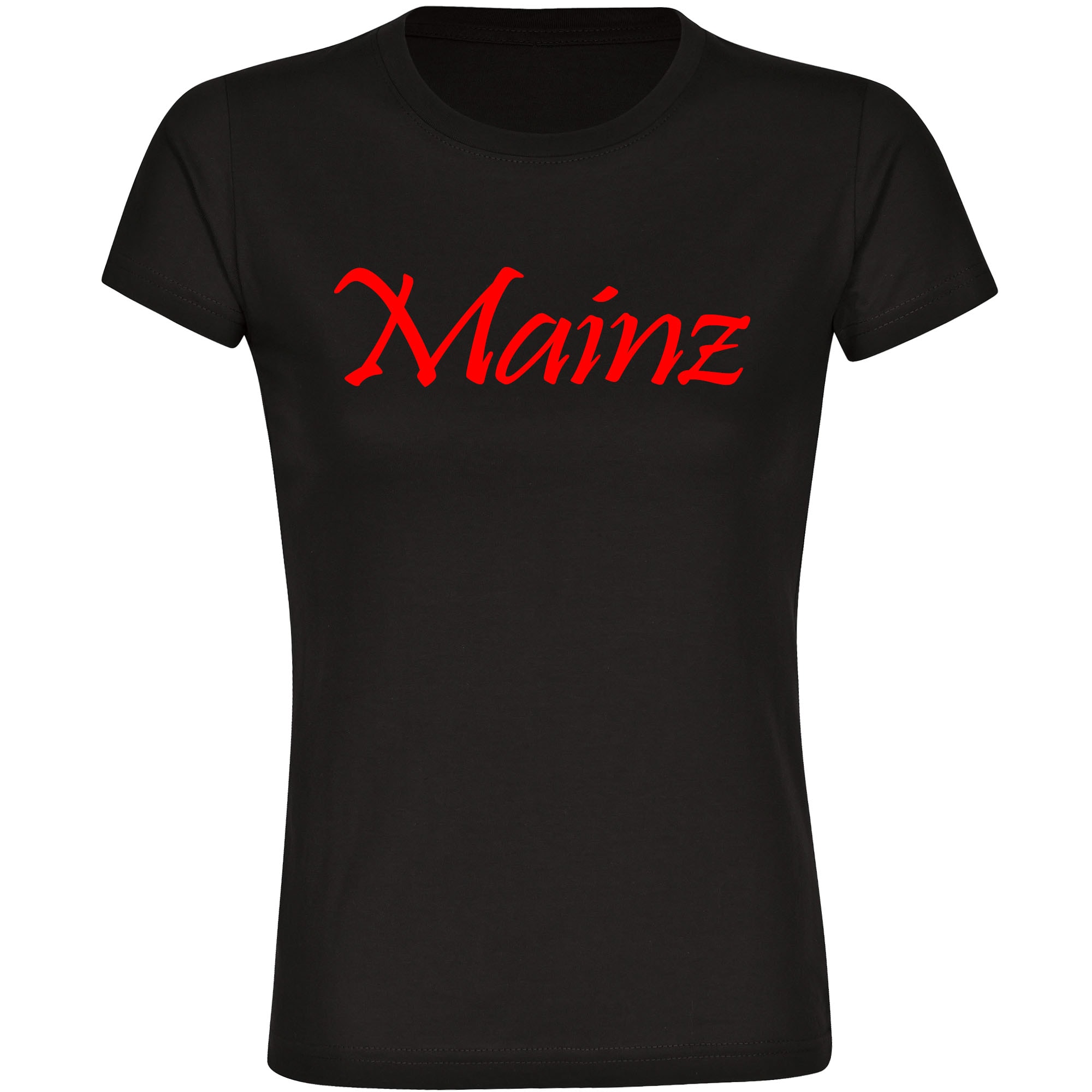 multifanshop Damen T-Shirt - Mainz - Schriftzug - Druck rot - Frauen 
