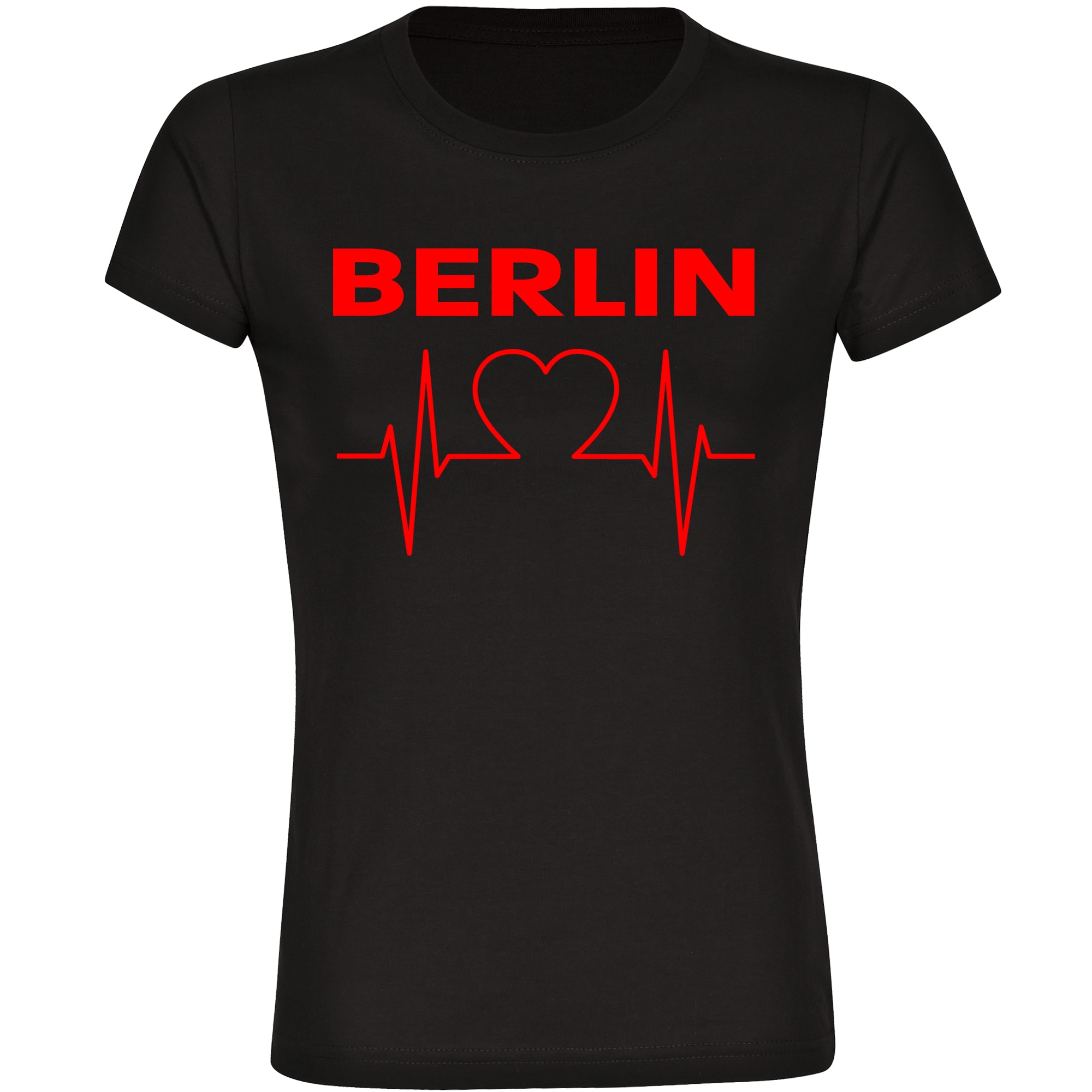 multifanshop Damen T-Shirt - Berlin rot - Herzschlag - Druck rot - Frauen 