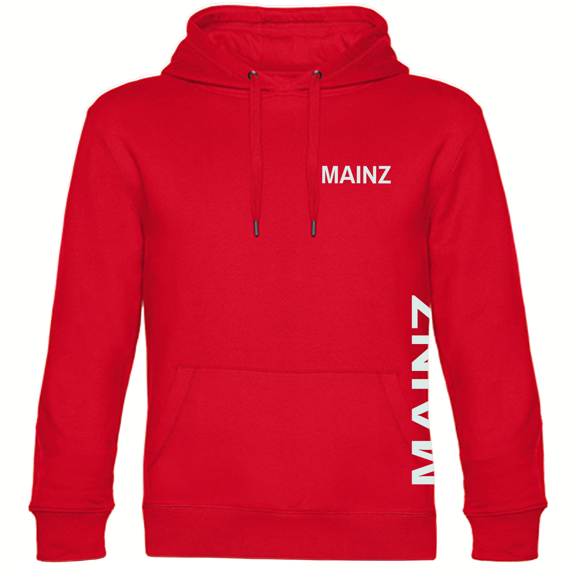 multifanshop Kapuzen Sweatshirt - Mainz - Brust & Seite - Druck wei&szlig; - Hoodie 