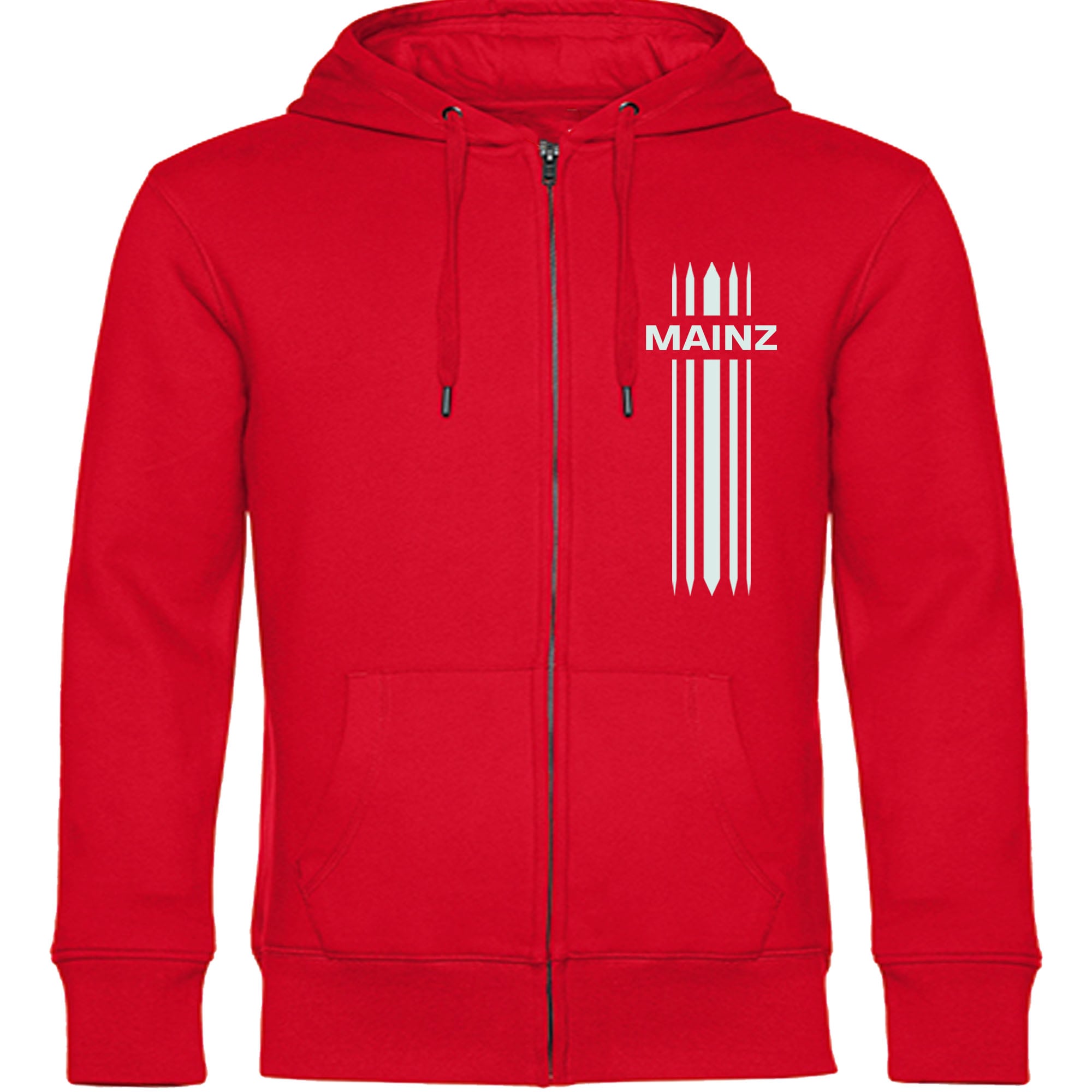 multifanshop Kapuzen Sweatshirt Jacke - Mainz - Streifen - Druck wei&szlig; - Jacke 