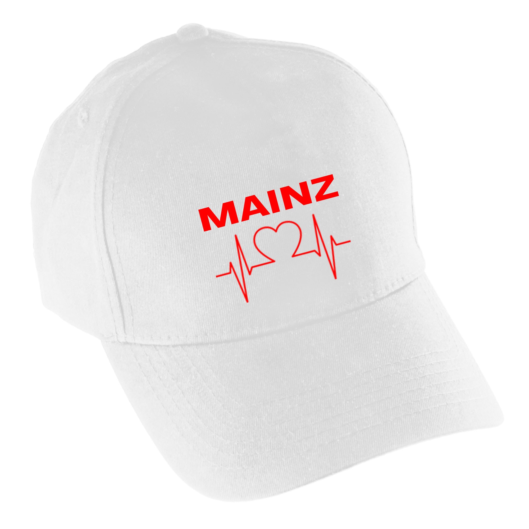 multifanshop Baseballcap - Mainz - Herzschlag - Druck rot - M&uuml;tze 