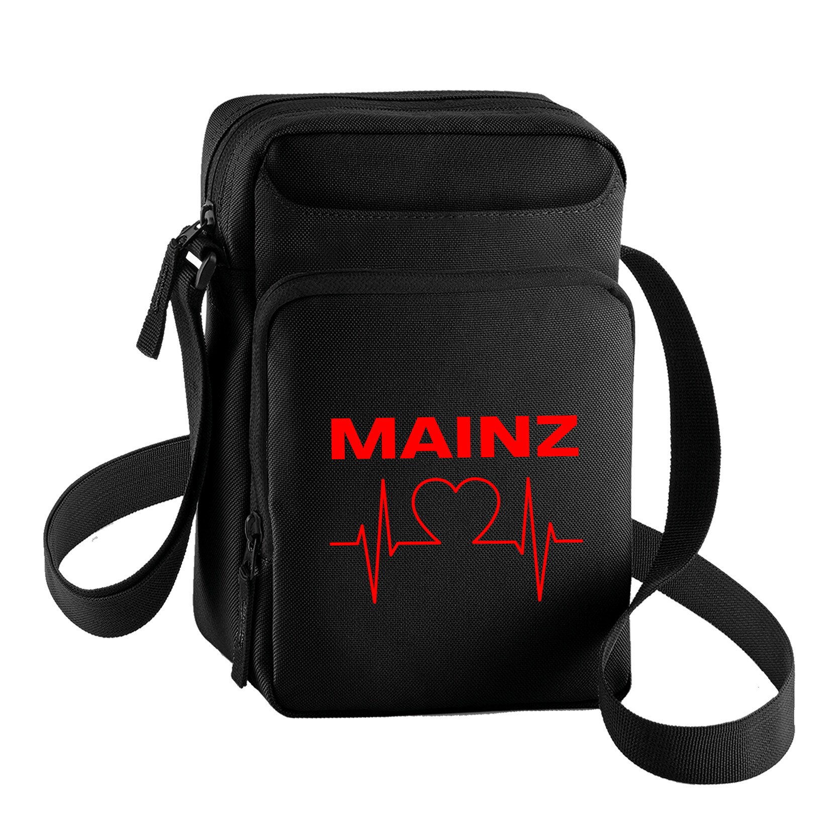 Umhängetasche - Mainz - Herzschlag - Druck rot - Tasche