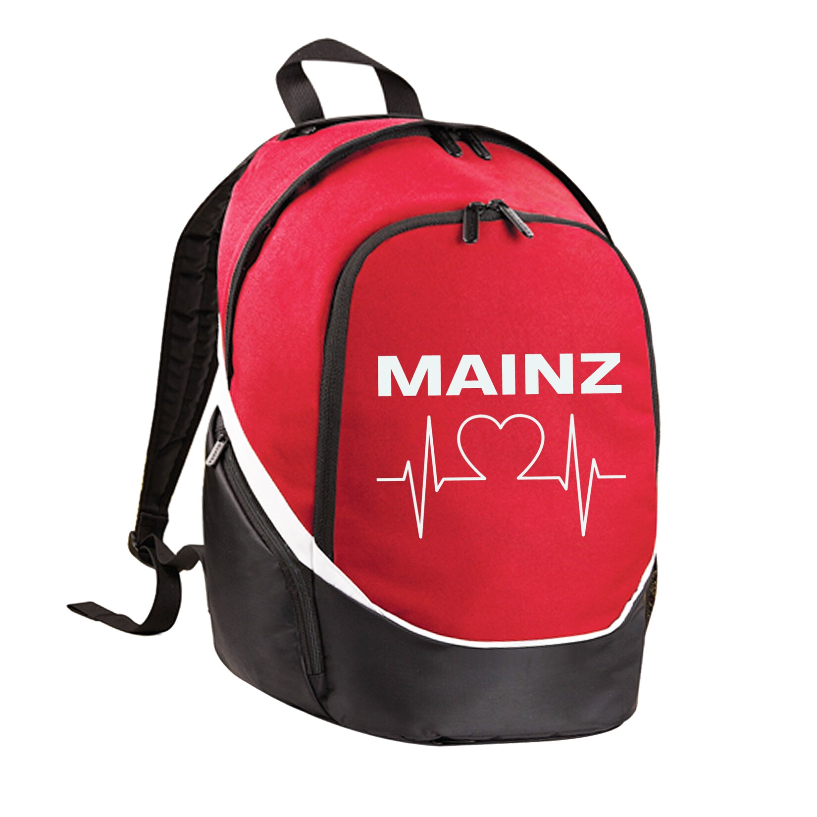 Rucksack - Mainz - Herzschlag - Druck weiß - Tasche
