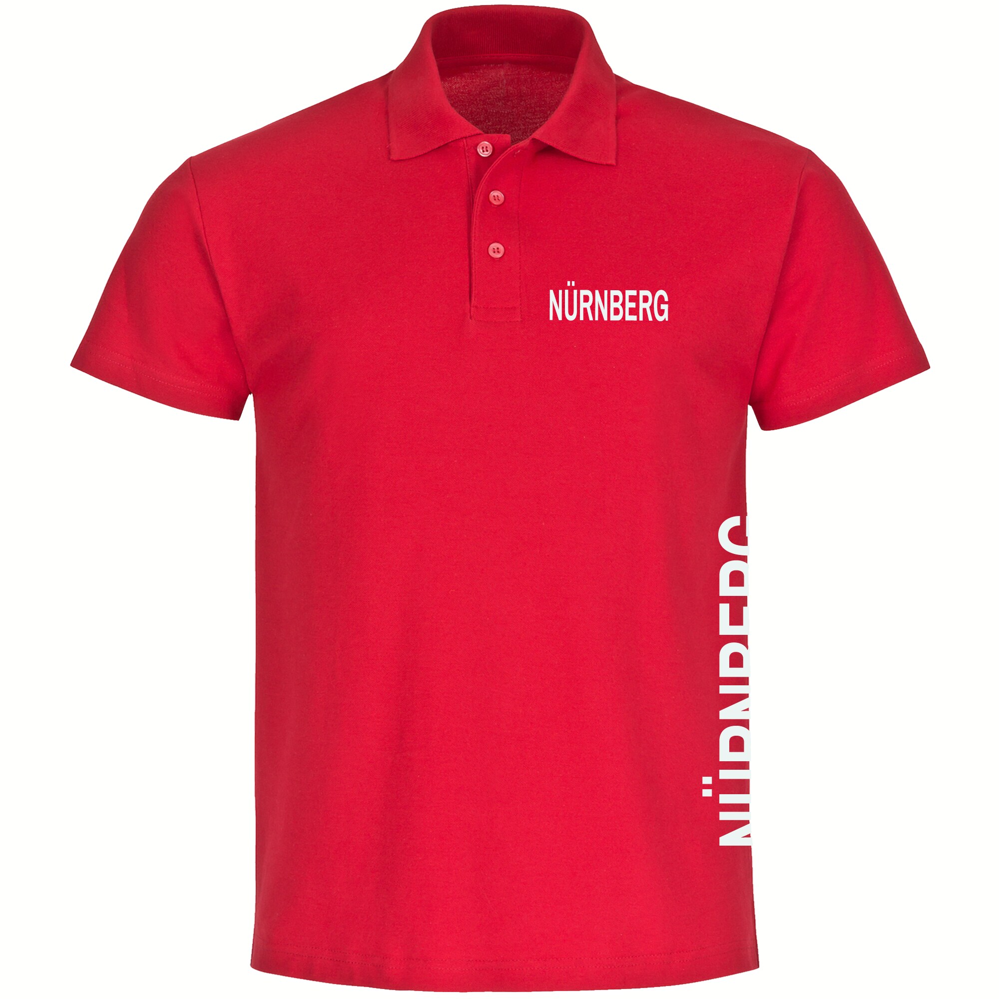 multifanshop Poloshirt - N&uuml;rnberg - Brust & Seite - Druck wei&szlig; - Polo 