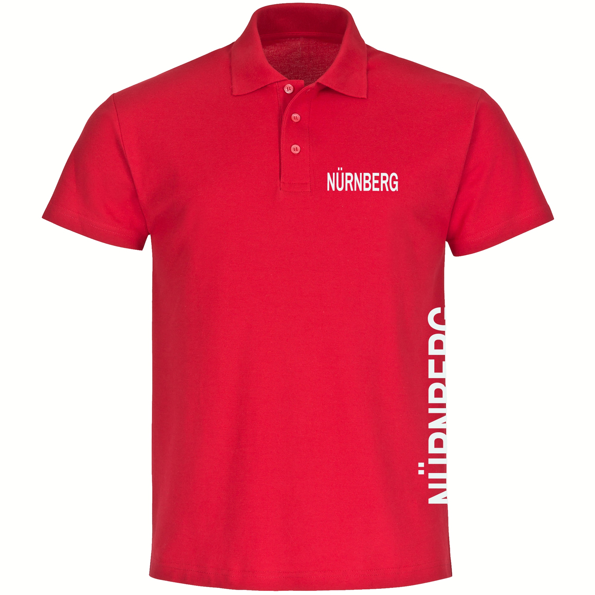 multifanshop Poloshirt - N&uuml;rnberg - Brust & Seite - Druck wei&szlig; - Polo 