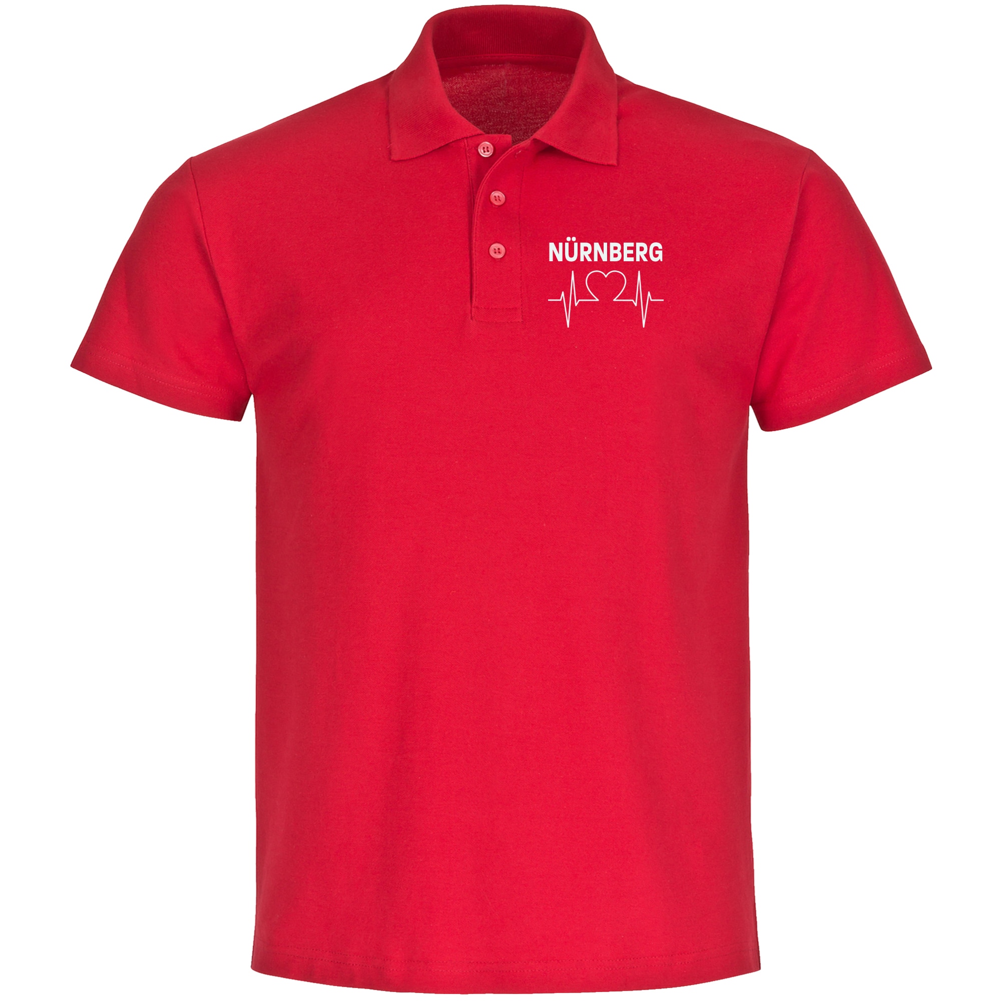 multifanshop Poloshirt - N&uuml;rnberg - Herzschlag - Druck wei&szlig; - Polo 