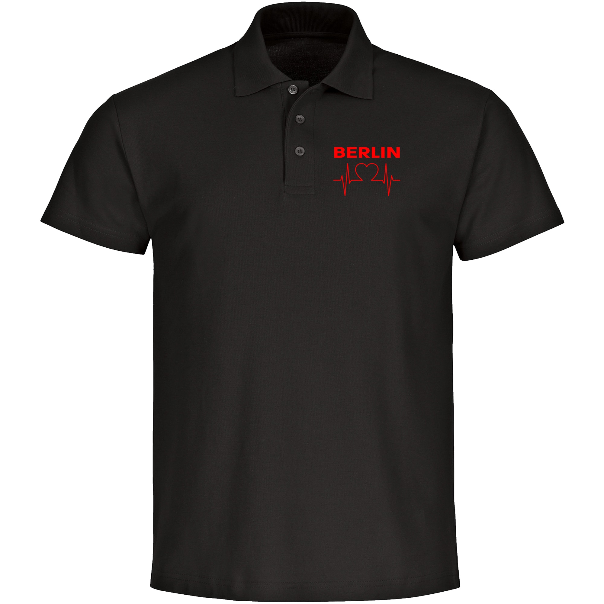 multifanshop Poloshirt - Berlin rot - Herzschlag - Druck rot - Polo 