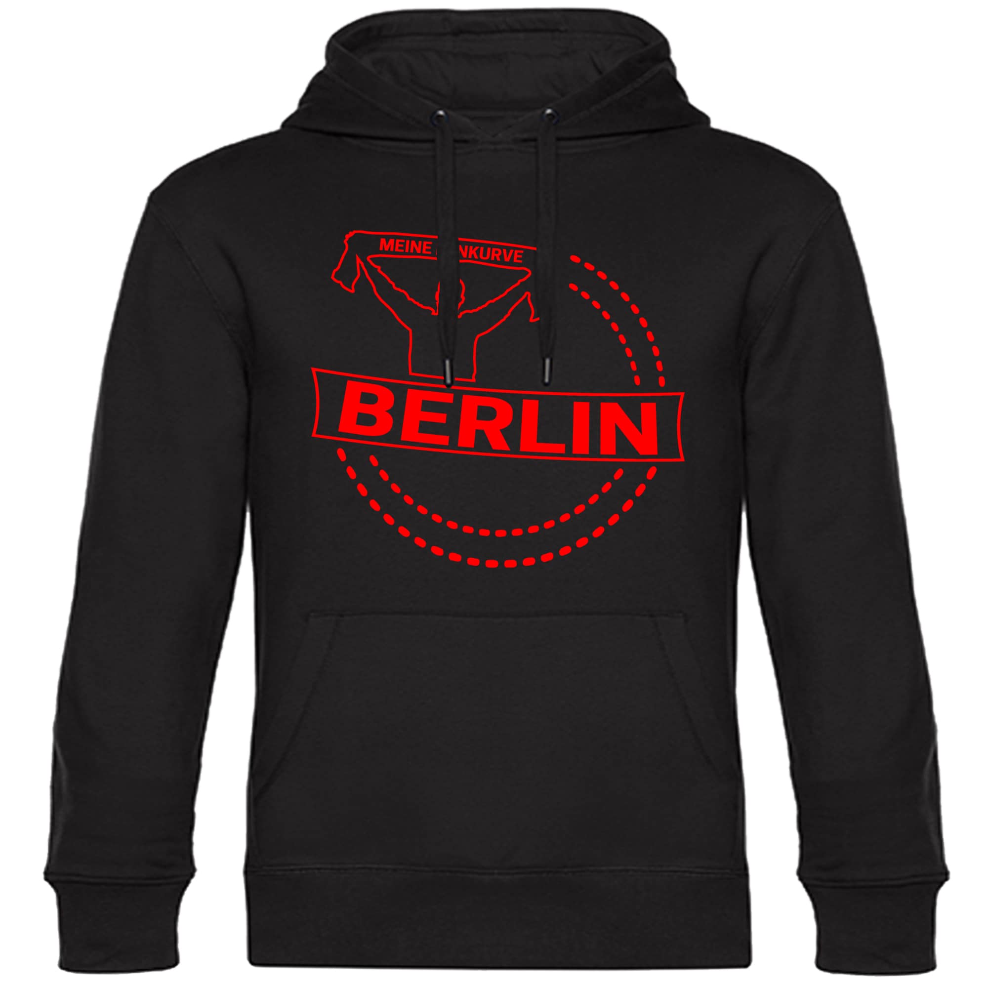 multifanshop Kapuzen Sweatshirt - Berlin rot - Meine Fankurve - Druck rot - Hoodie 