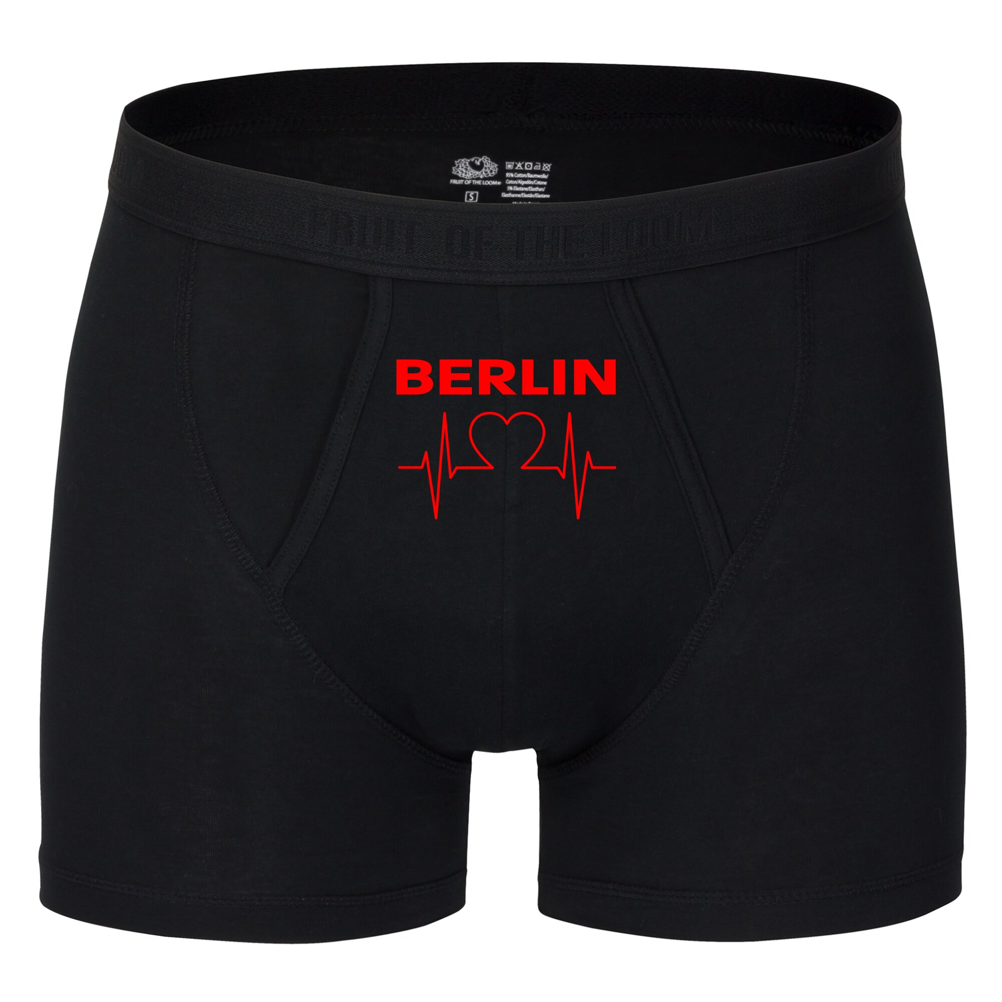 multifanshop Herren Boxer Short - Berlin rot - Herzschlag - Druck rot - Unterw&auml;sche 