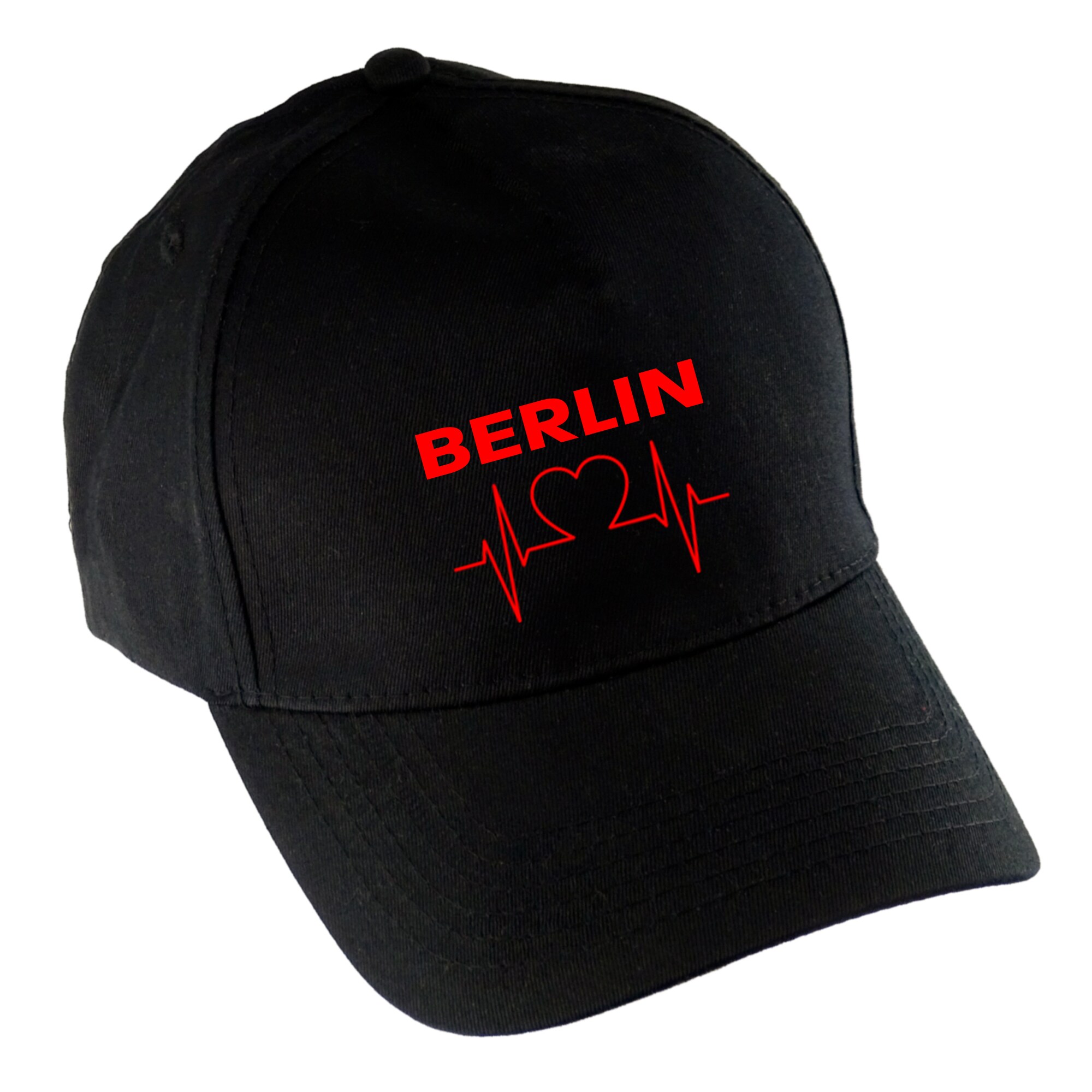multifanshop Baseballcap - Berlin rot - Herzschlag - Druck rot - M&uuml;tze 