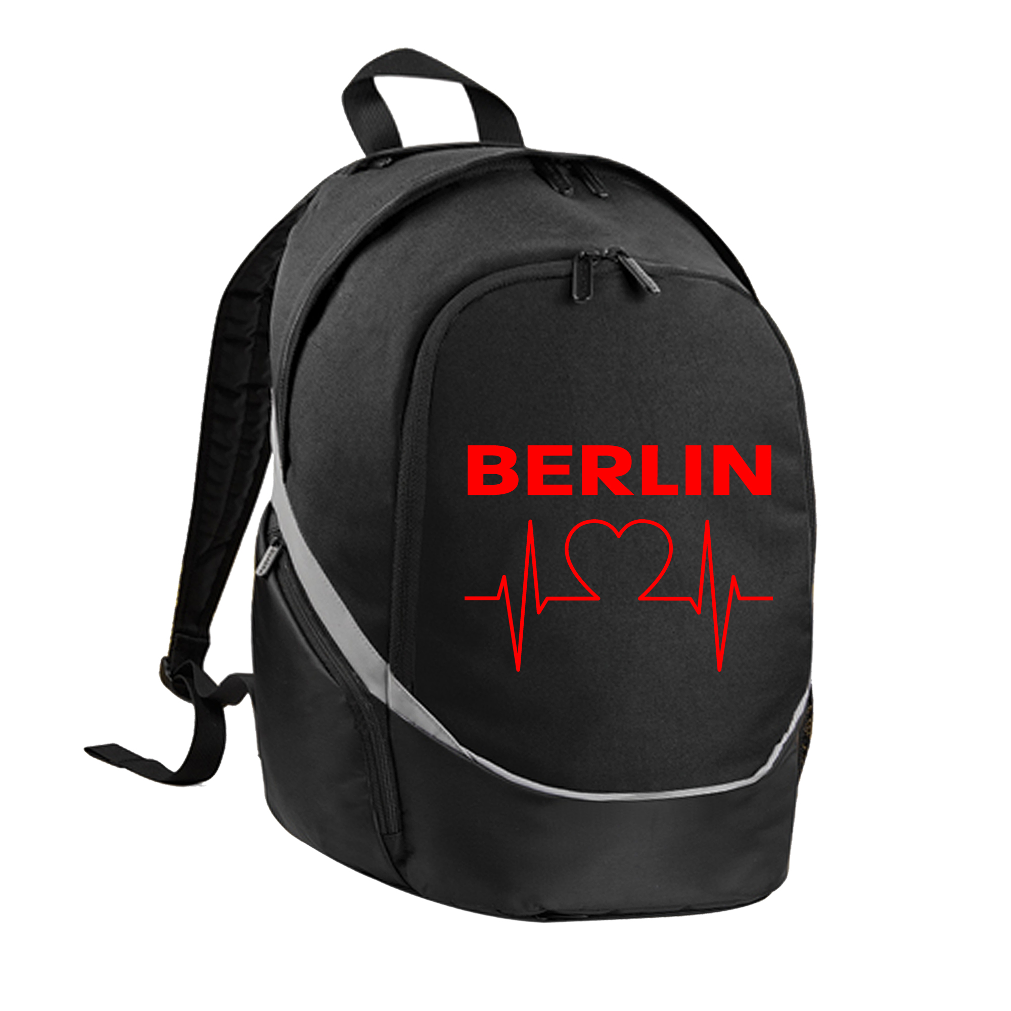 multifanshop Rucksack - Berlin rot - Herzschlag - Druck rot - Tasche 
