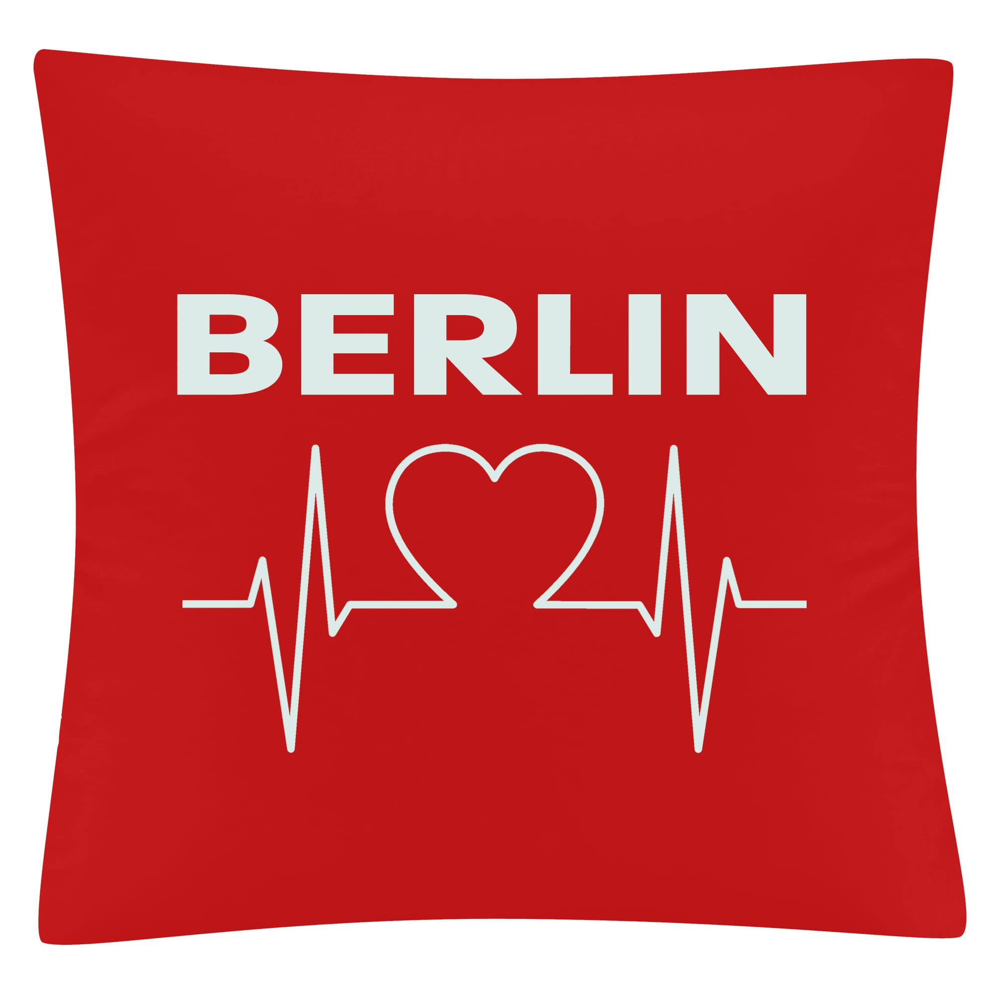 multifanshop Kissenbezug - Berlin rot - Herzschlag - Druck wei&szlig; - Kissen 