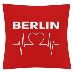 multifanshop Kissenbezug - Berlin rot - Herzschlag - Druck weiß - Kissen 