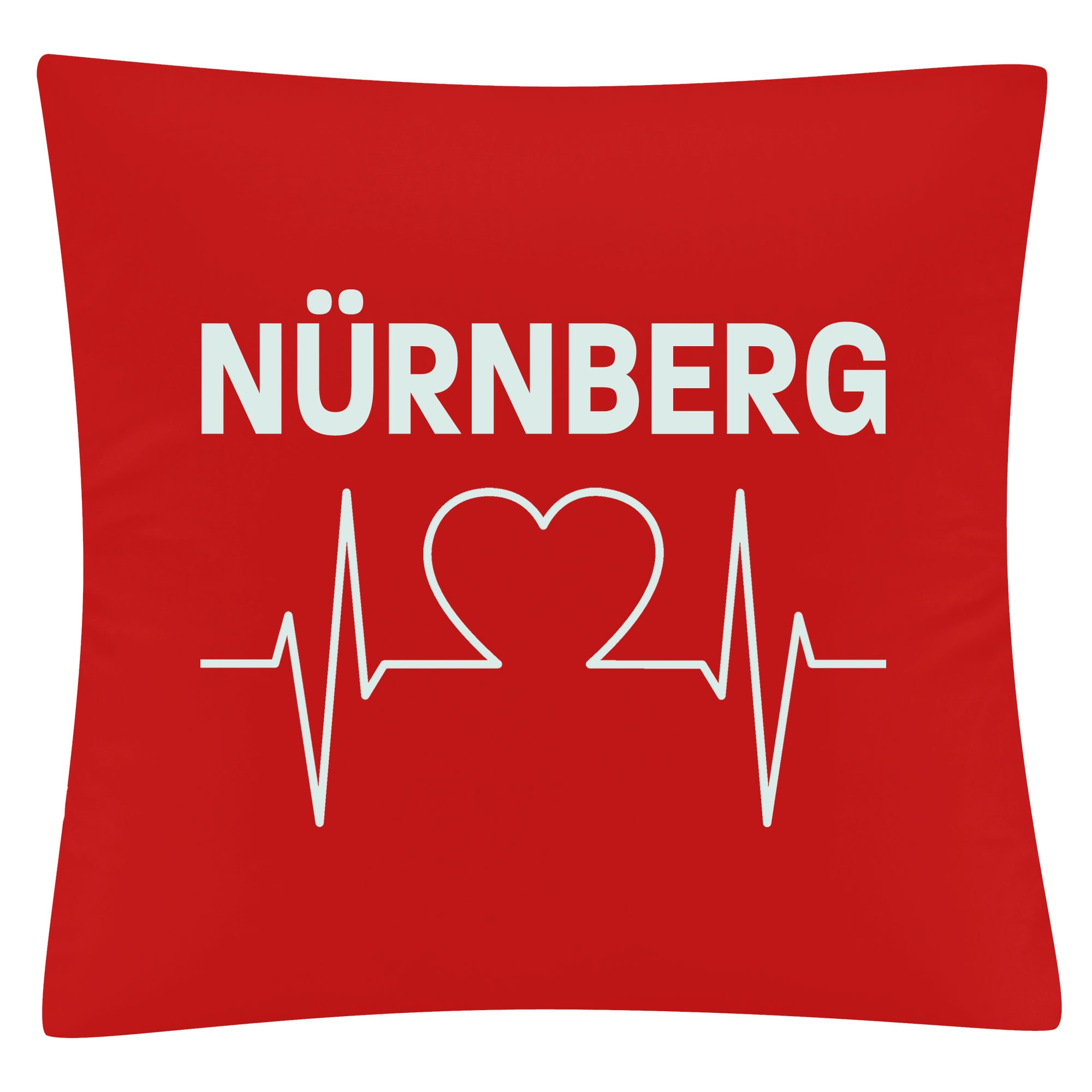 multifanshop Kissenbezug - N&uuml;rnberg - Herzschlag - Druck wei&szlig; - Kissen 