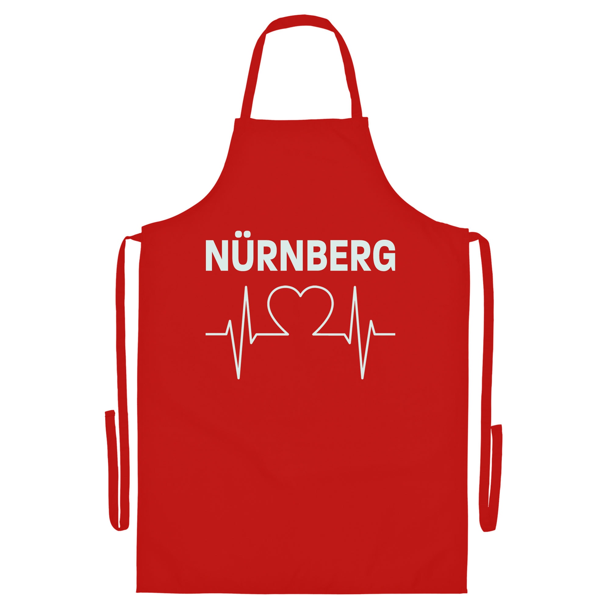multifanshop Grillsch&uuml;rze - N&uuml;rnberg - Herzschlag - Druck wei&szlig; - Sch&uuml;rze 