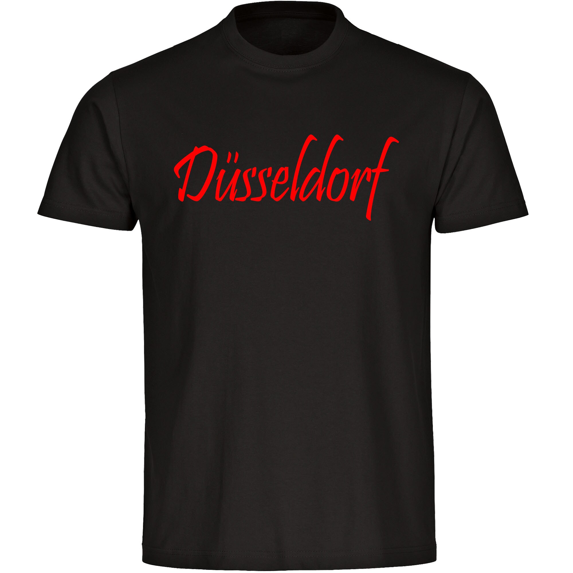 multifanshop Herren T-Shirt - D&uuml;sseldorf - Schriftzug - Druck rot - M&auml;nner 