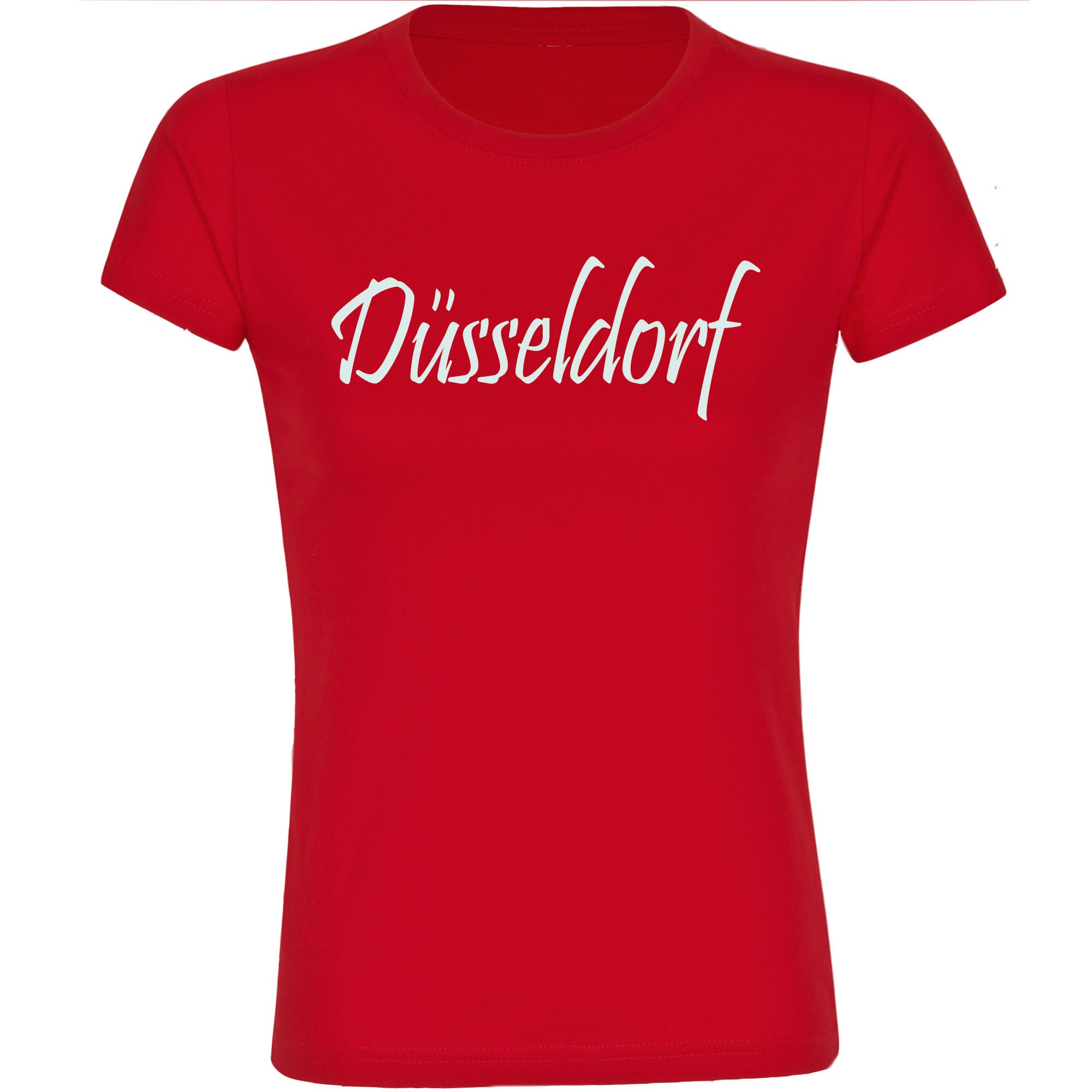 multifanshop Damen T-Shirt - D&uuml;sseldorf - Schriftzug - Druck wei&szlig; - Frauen 