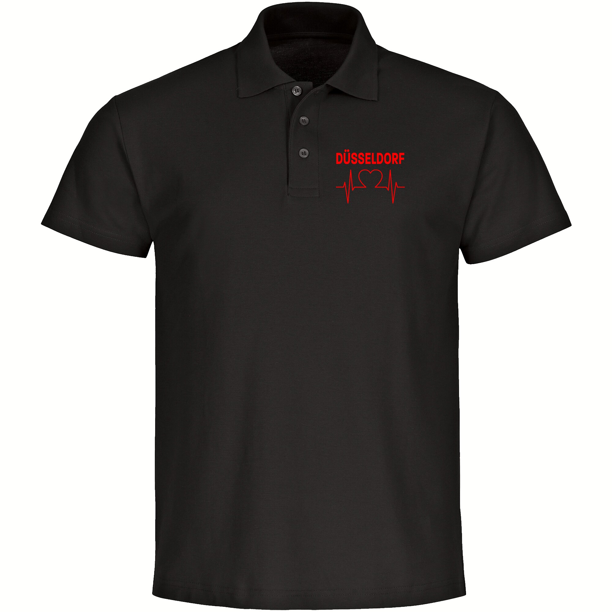 multifanshop Poloshirt - D&uuml;sseldorf - Herzschlag - Druck rot - Polo 