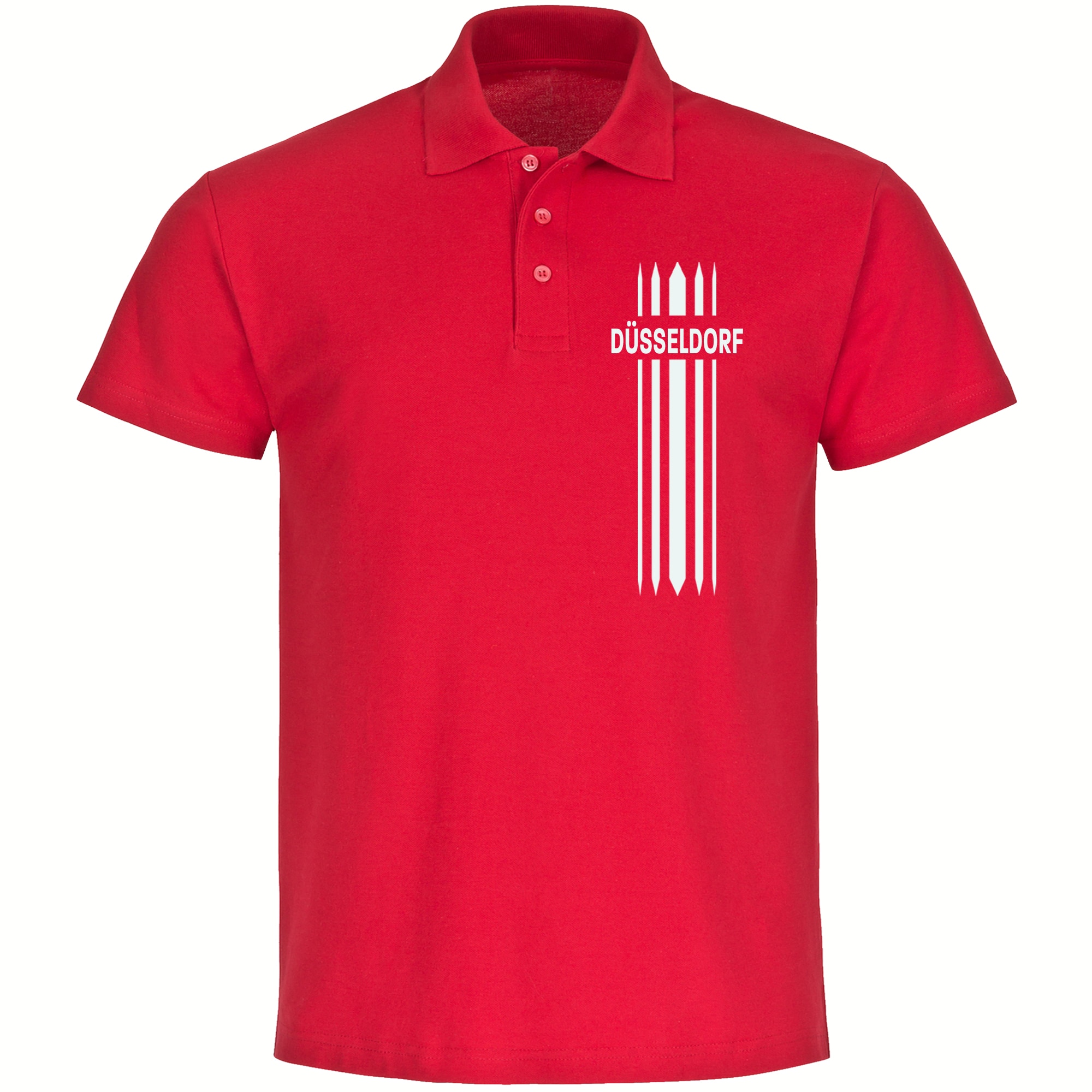 multifanshop Poloshirt - D&uuml;sseldorf - Streifen - Druck wei&szlig; - Polo 