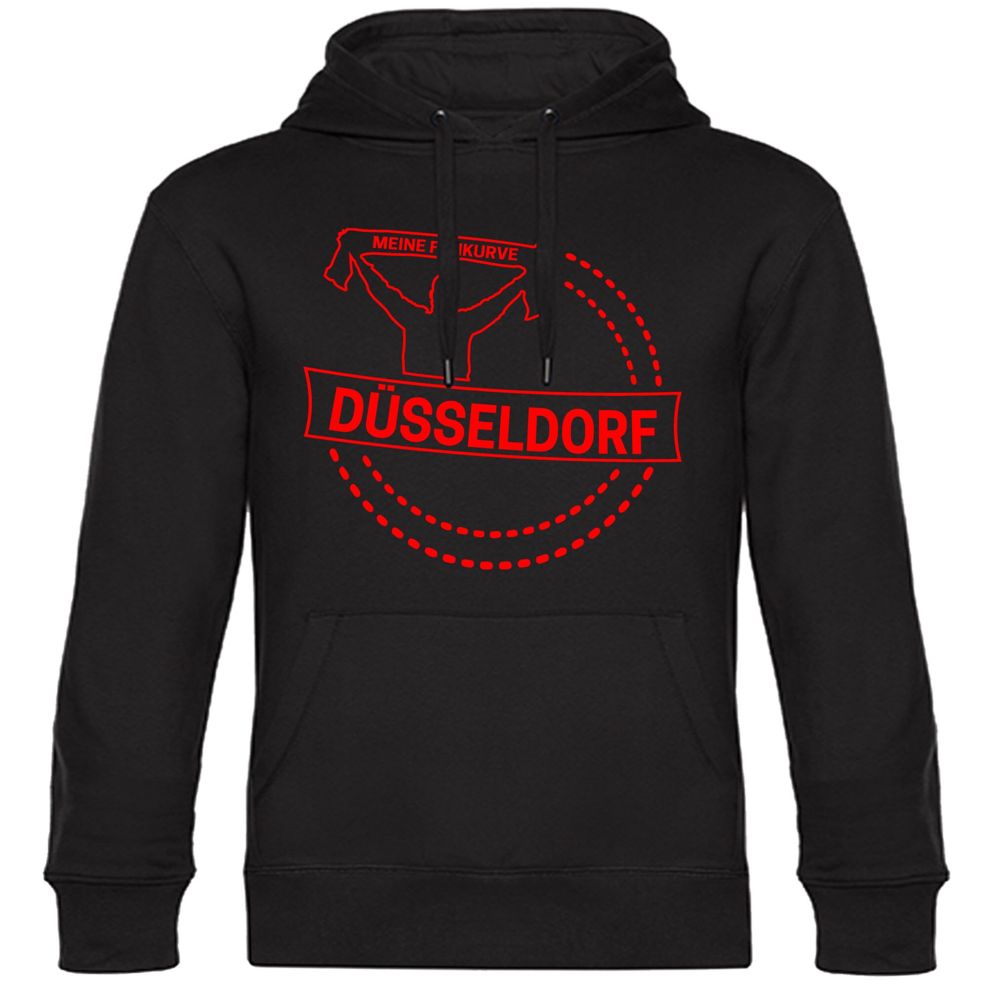 multifanshop Kapuzen Sweatshirt - D&uuml;sseldorf - Meine Fankurve - Druck rot - Hoodie 