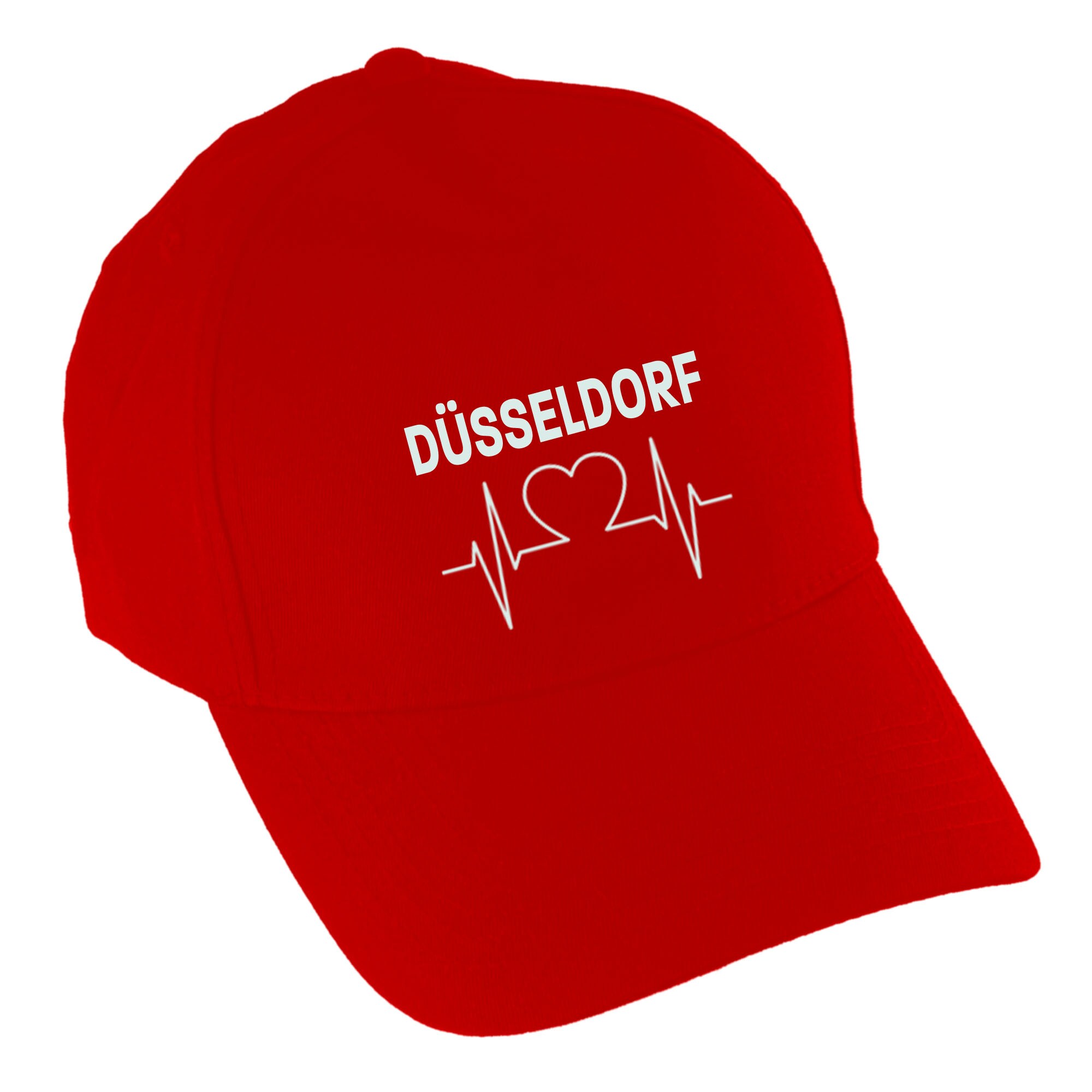 multifanshop Baseballcap - D&uuml;sseldorf - Herzschlag - Druck wei&szlig; - M&uuml;tze 