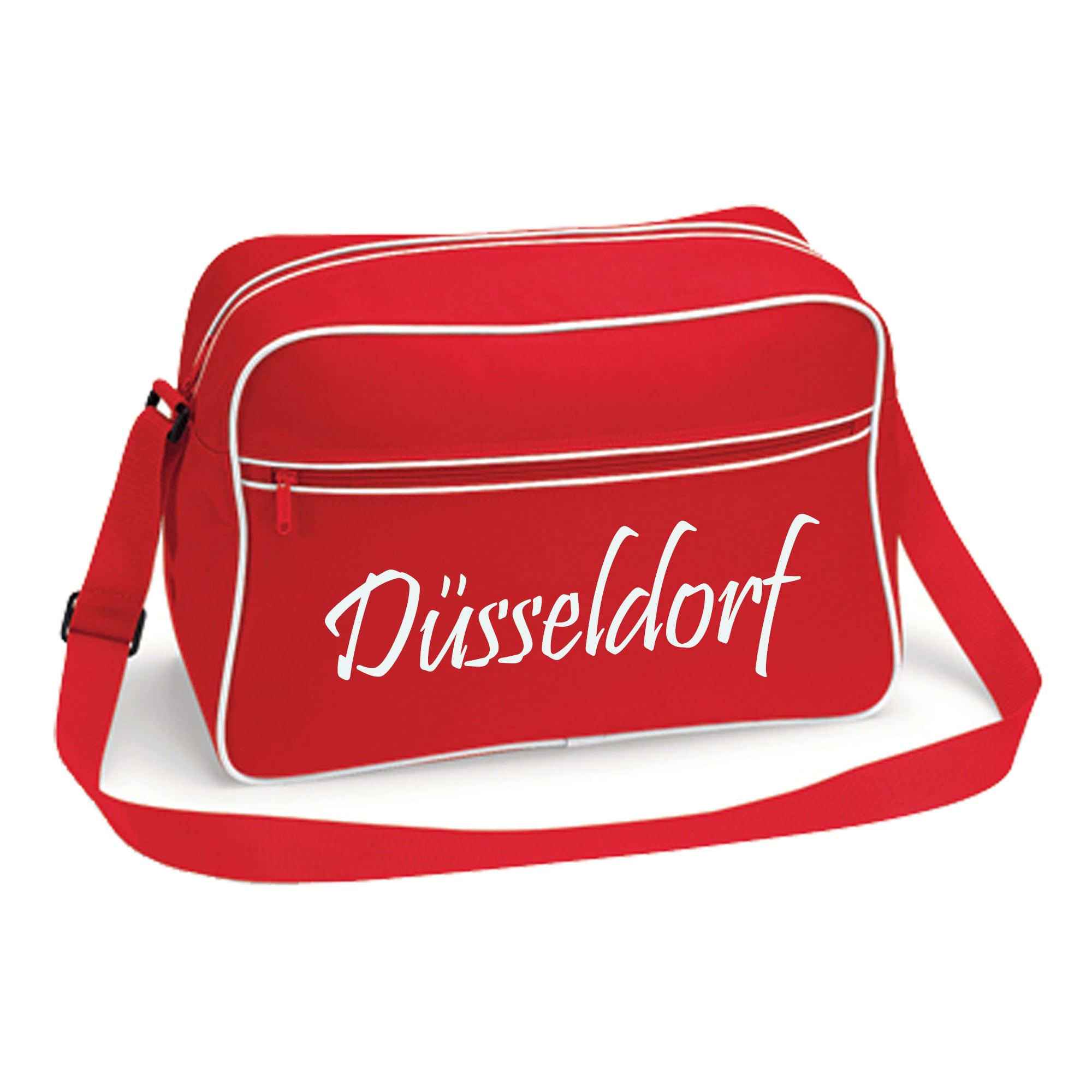 multifanshop Retrotasche - D&uuml;sseldorf - Schriftzug - Druck wei&szlig; - Tasche 