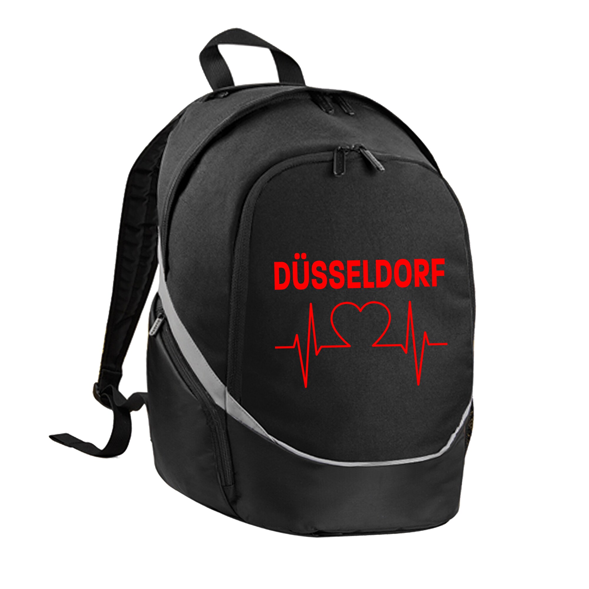 multifanshop Rucksack - D&uuml;sseldorf - Herzschlag - Druck rot - Tasche 