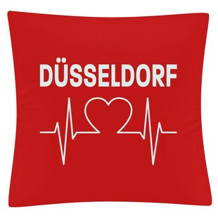 multifanshop Kissenbezug - Düsseldorf - Herzschlag - Druck weiß - Kissen 