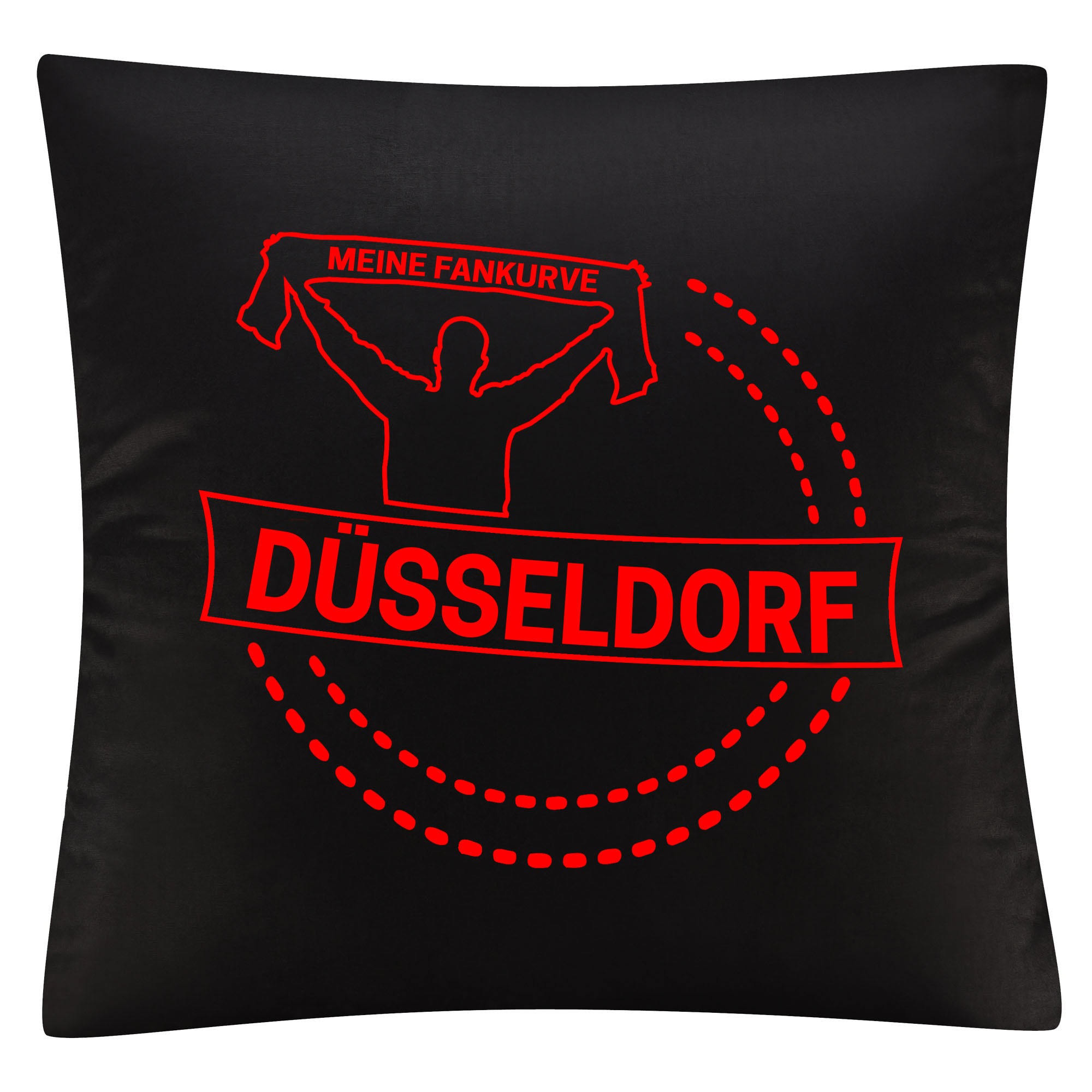 multifanshop Kissenbezug - D&uuml;sseldorf - Meine Fankurve - Druck rot - Kissen 