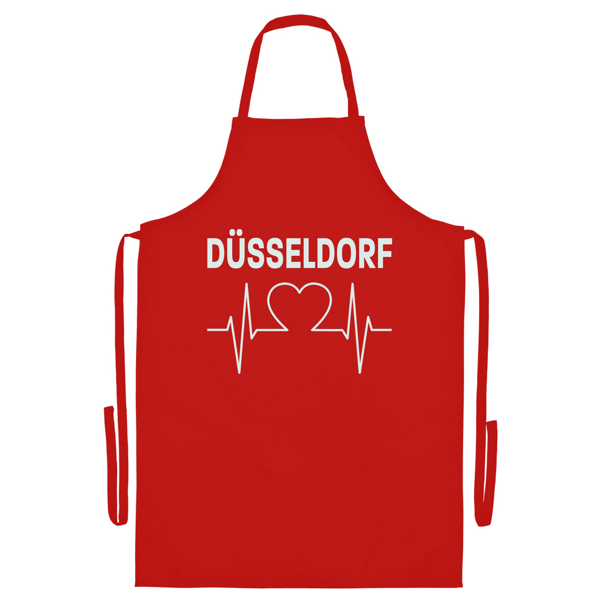 multifanshop Grillsch&uuml;rze - D&uuml;sseldorf - Herzschlag - Druck wei&szlig; - Sch&uuml;rze 