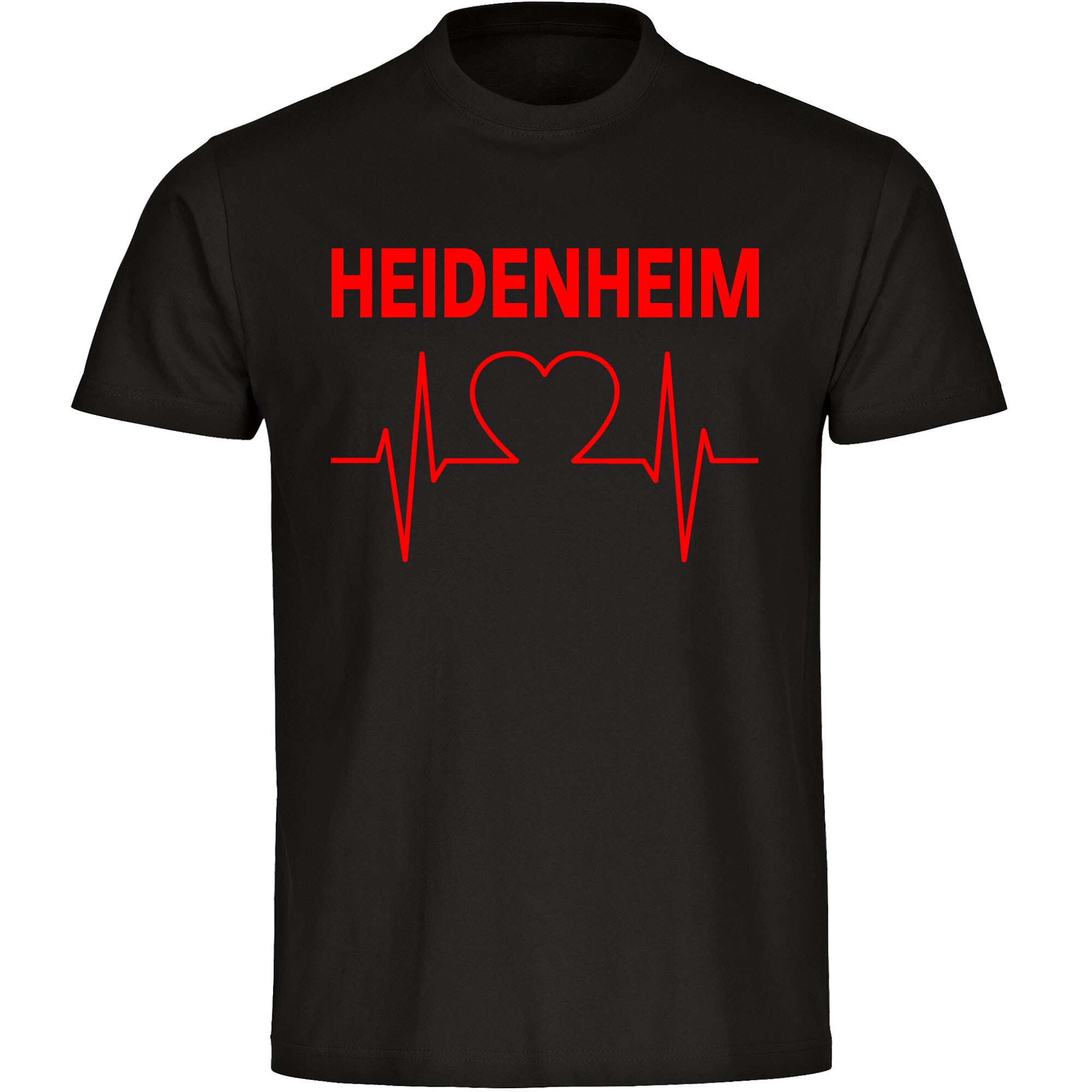 multifanshop Herren T-Shirt - Heidenheim - Herzschlag - Druck rot - M&auml;nner 
