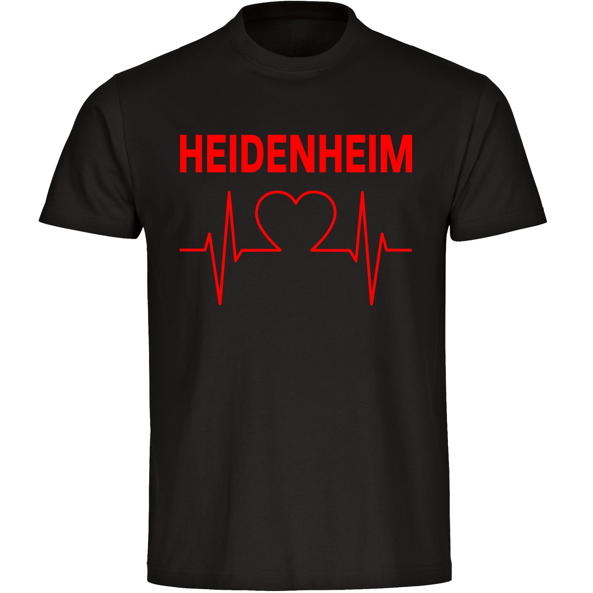 multifanshop Herren T-Shirt - Heidenheim - Herzschlag - Druck rot - M&auml;nner 