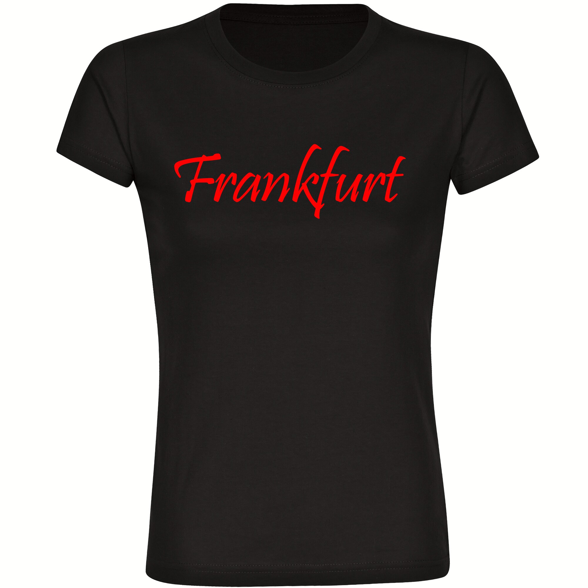 multifanshop Damen T-Shirt - Frankfurt - Schriftzug - Druck rot - Frauen 