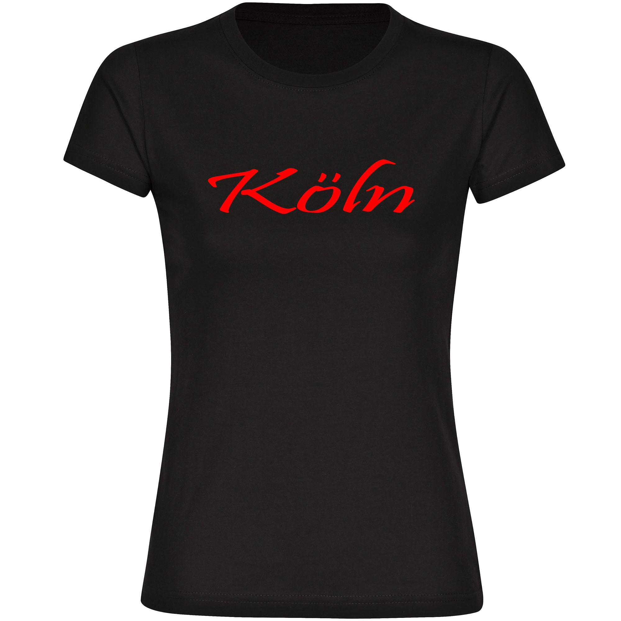 multifanshop Damen T-Shirt - K&ouml;ln - Schriftzug - Druck rot - Frauen 