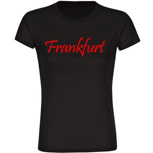 multifanshop Damen T-Shirt - Frankfurt - Schriftzug - Druck rot - Frauen 